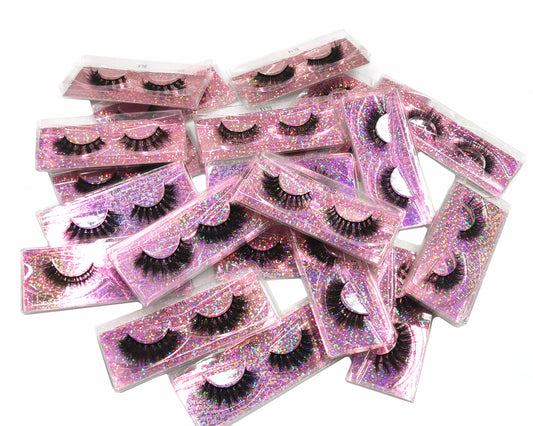 Ellazzle 30 Pairs Faux Mink Eyelashes Wholesale Lashes Pack, Lashes Natural Look 16mm-20mm False Eyelashes Pink