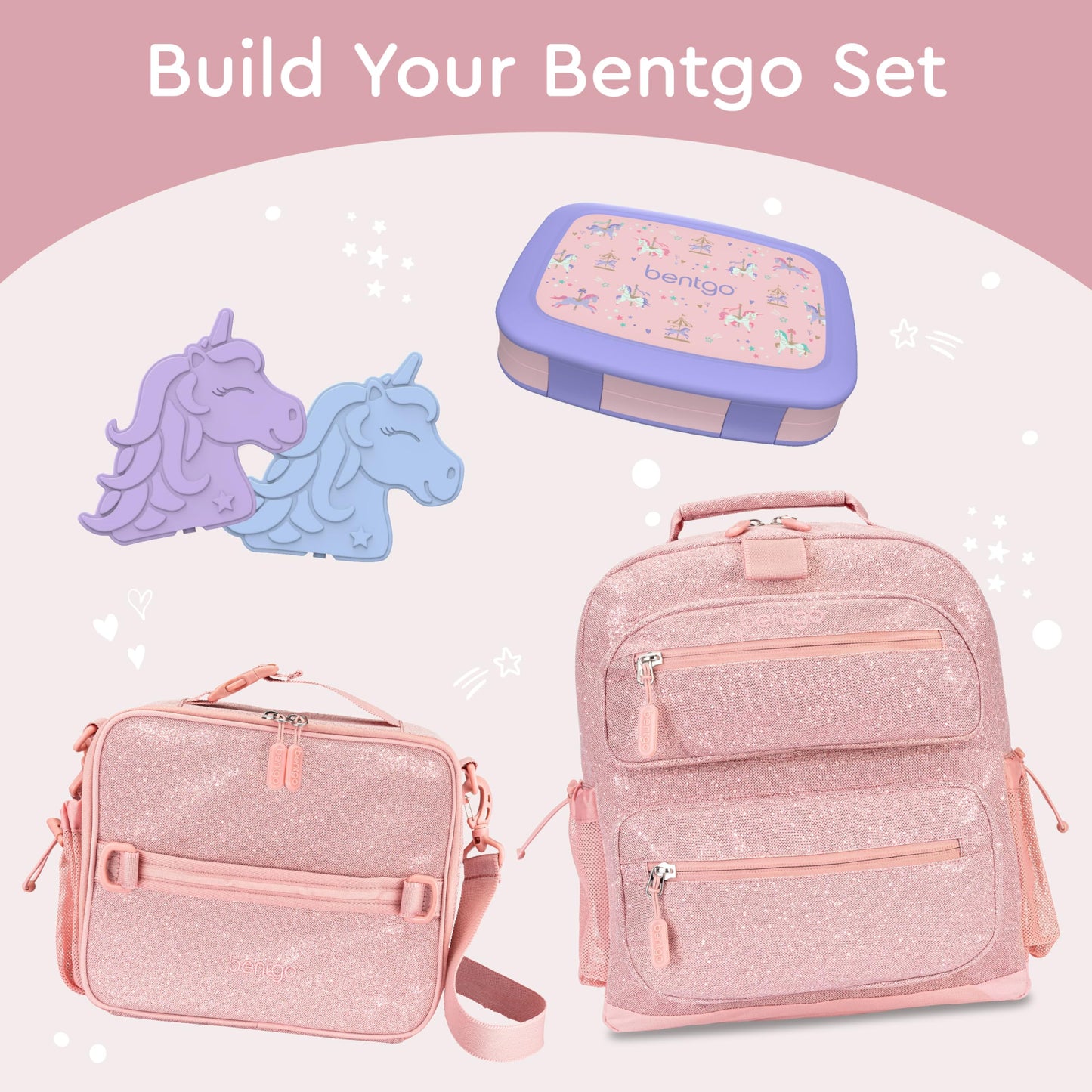 Bentgo Kids Prints Leak-Proof, 5-Compartment Bento-Style Kids Lunch Box - Ideal Portion Sizes for Ages 3-7, Durable, Drop-Proof, Dishwasher Safe, & Made with BPA-Free Materials (Carousel Unicorns)