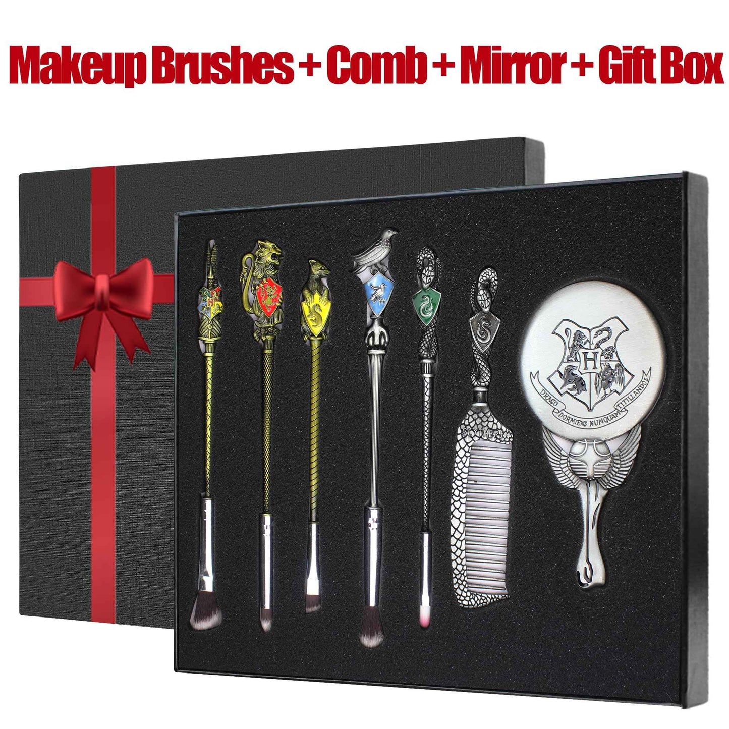 Harry Makeup Brushes Set Gifts Comb Mirror with Gift Box Makeup Brushes Set for Women Potter Magic Eye Shadow Eyeliner Blending Lip Brush