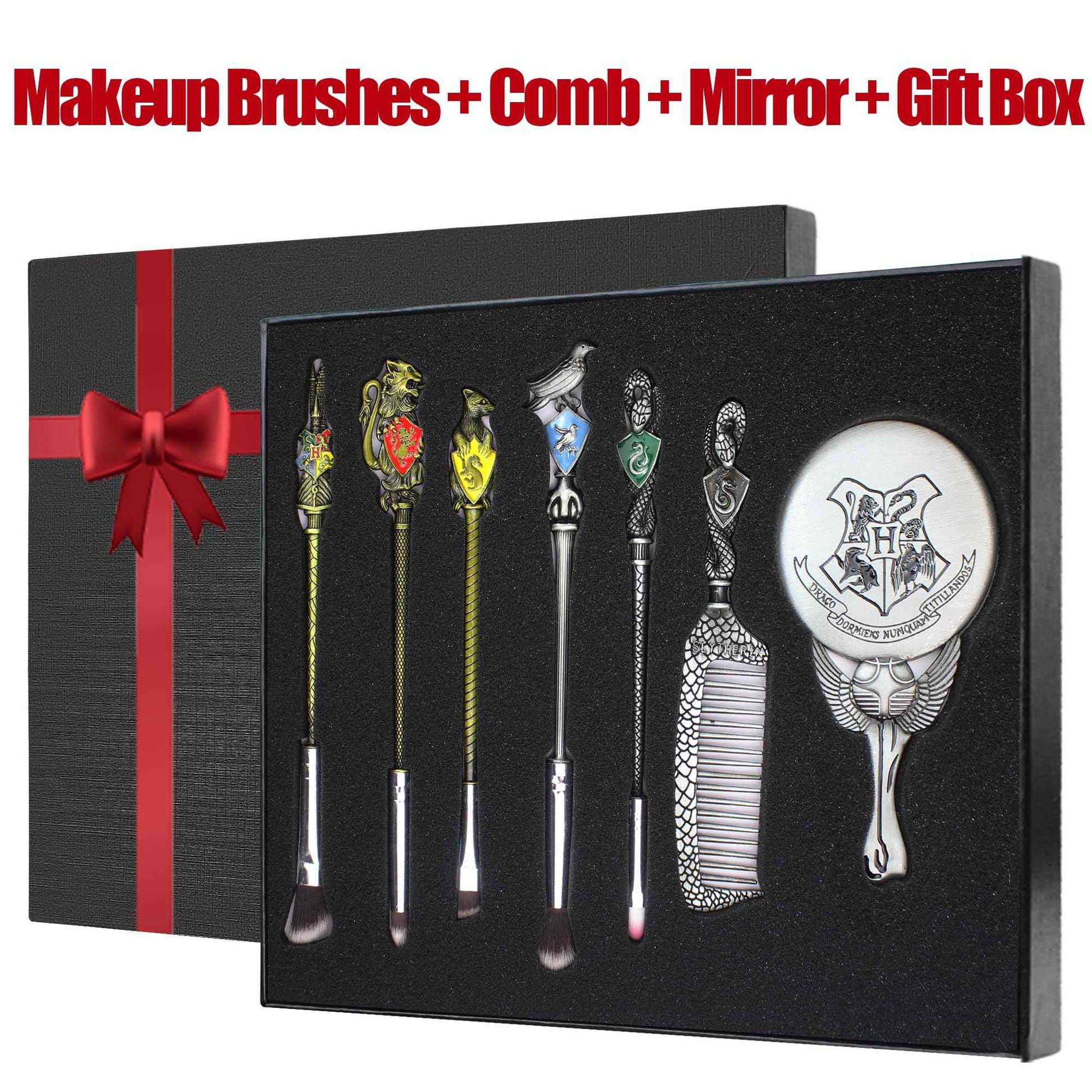 Harry Makeup Brushes Set Gifts Comb Mirror with Gift Box Makeup Brushes Set for Women Potter Magic Eye Shadow Eyeliner Blending Lip Brush