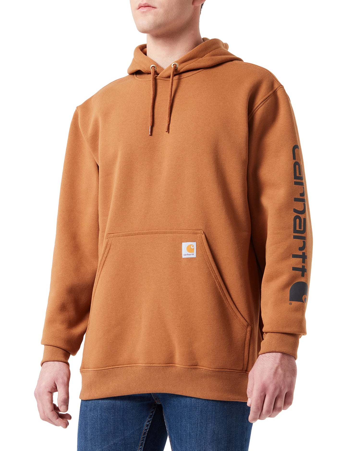 CarharttmensLoose Fit Midweight Logo Sleeve Graphic SweatshirtCarhartt BrownX-Small