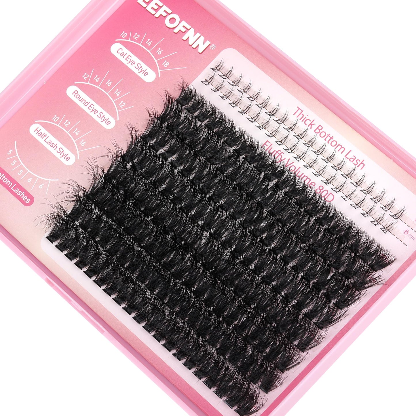 Eefofnn Lash Clusters Wispy Individual Lashes Fluffy Eyelash Clusters with Bottom Lashes 80D Natural Cluster Eyelash Extensions 10-18 mm D Curl Lash Extensions For Beginners