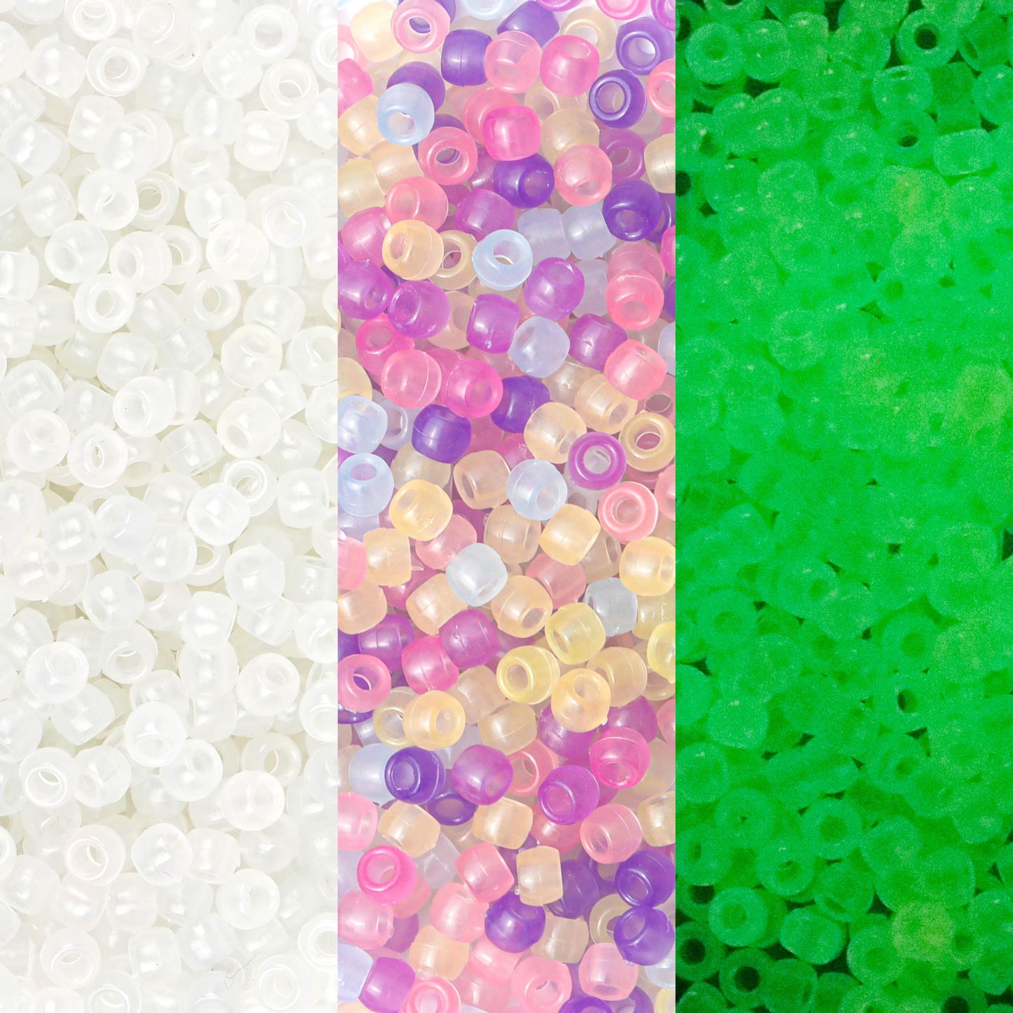 Auvoau 1000Pcs Pony Beads Bracelet 8mm Rainbow Plastic Barrel Pony Beads for Necklace,Hair Beads for Braids for Girls,Key Chain,Jewelry Making (UV Beads/Glow in The Dark)