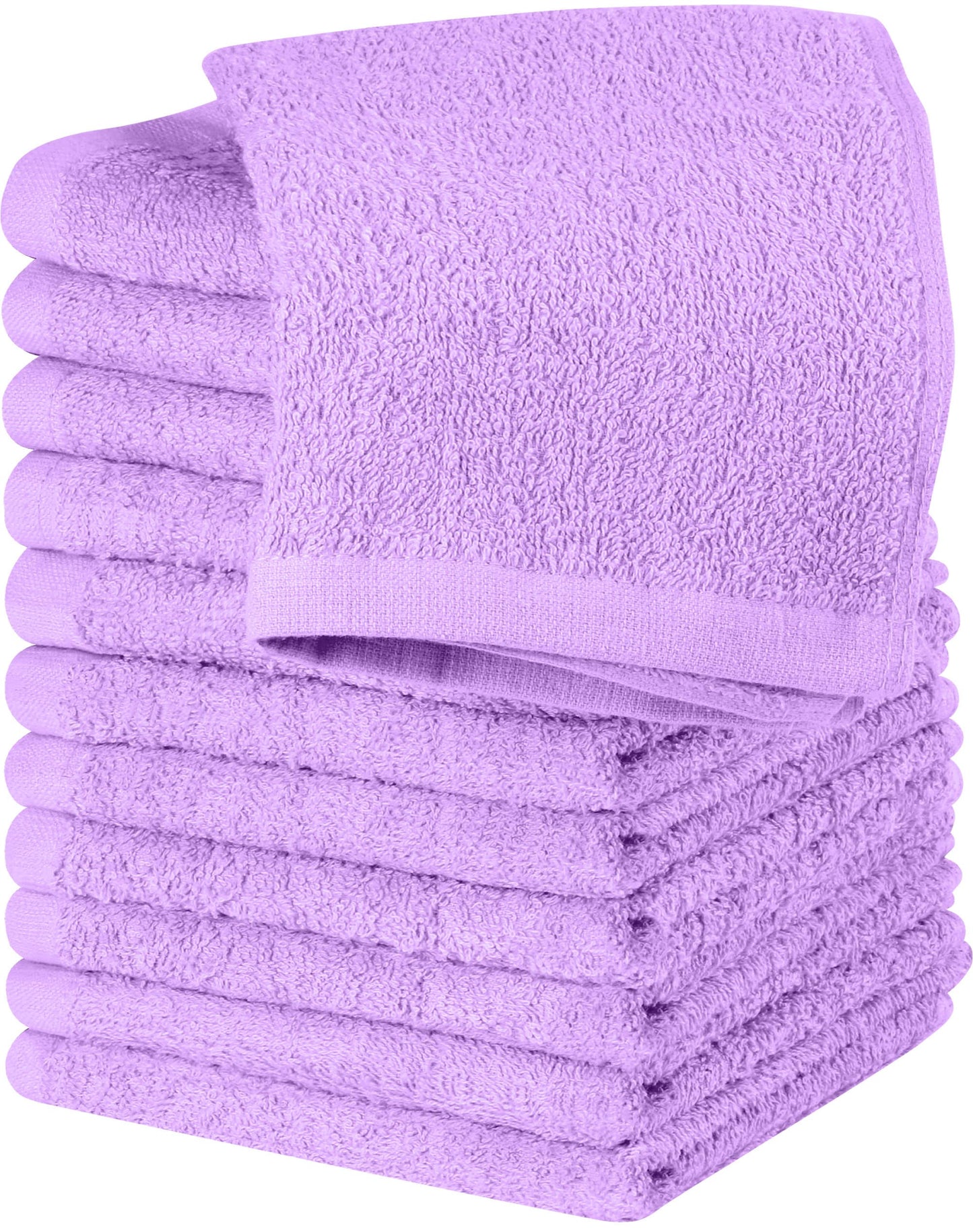 Utopia Towels 12 Pack Cotton Washcloths Set - 100% Ring Spun Cotton, Premium Quality Flannel Face Cloths, Highly Absorbent and Soft Feel Fingertip Towels (Lavender)