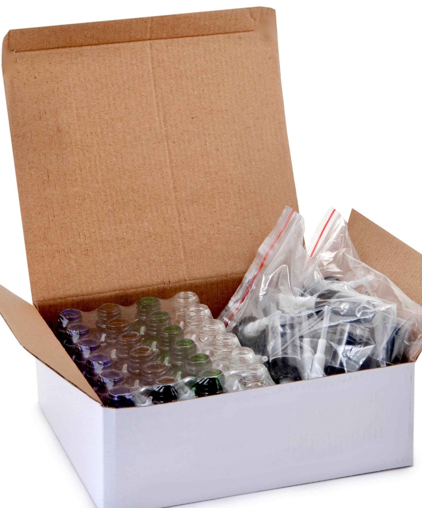 Vivaplex, 24, Assorted Colors, 15 ml (1/2 oz) Glass Bottles, with Black Fine Mist Sprayer's