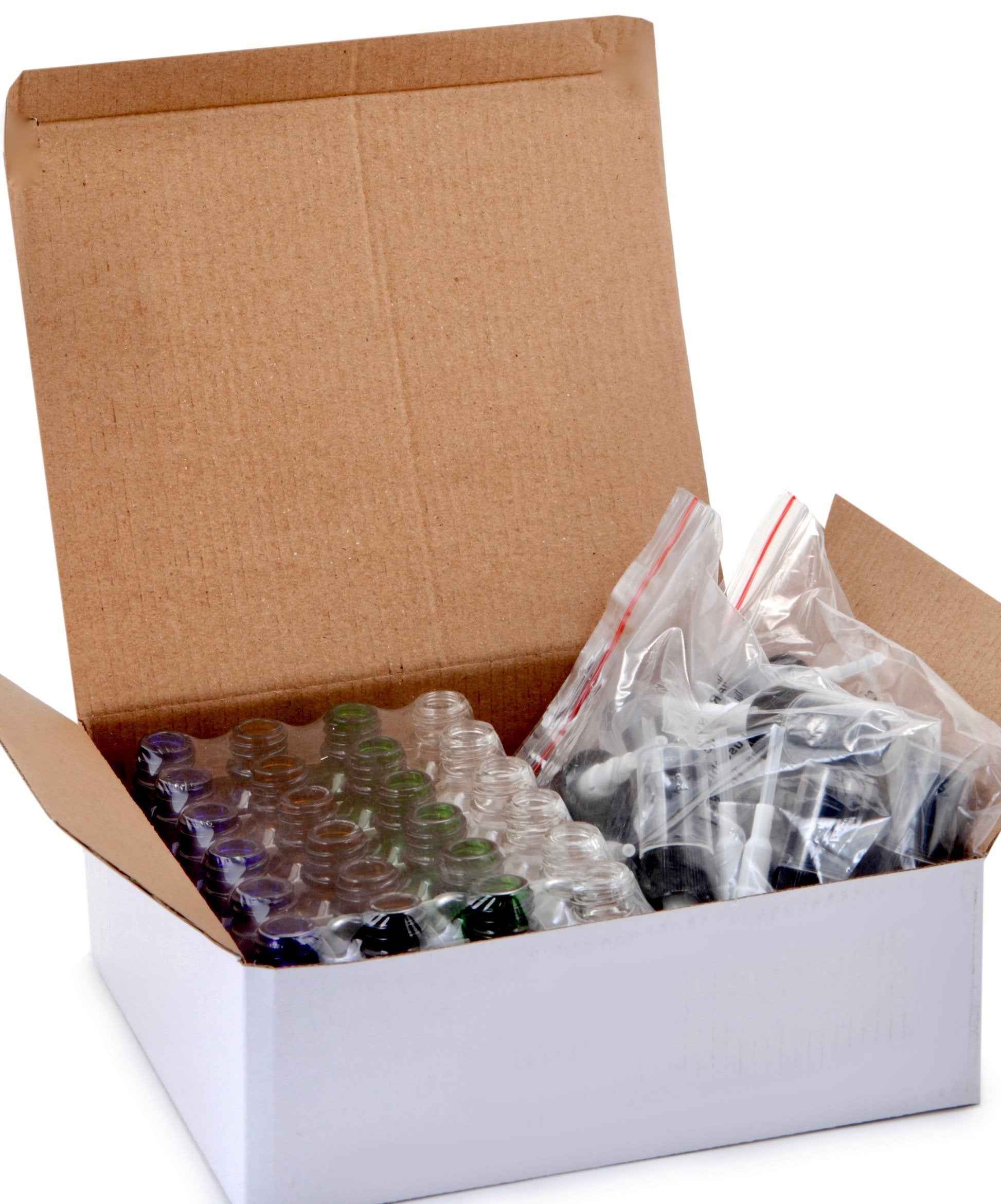 Vivaplex, 24, Assorted Colors, 15 ml (1/2 oz) Glass Bottles, with Black Fine Mist Sprayer's