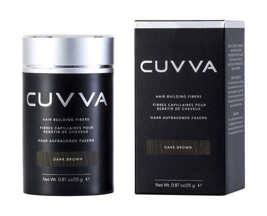 CUVVA Hair Fibers for Thinning Hair (DARK BROWN) - Keratin Hair Building Fiber Hair Loss Concealer - Thicker Hair in 15 Seconds - 25g/0.87oz Bottle - For Men & Women