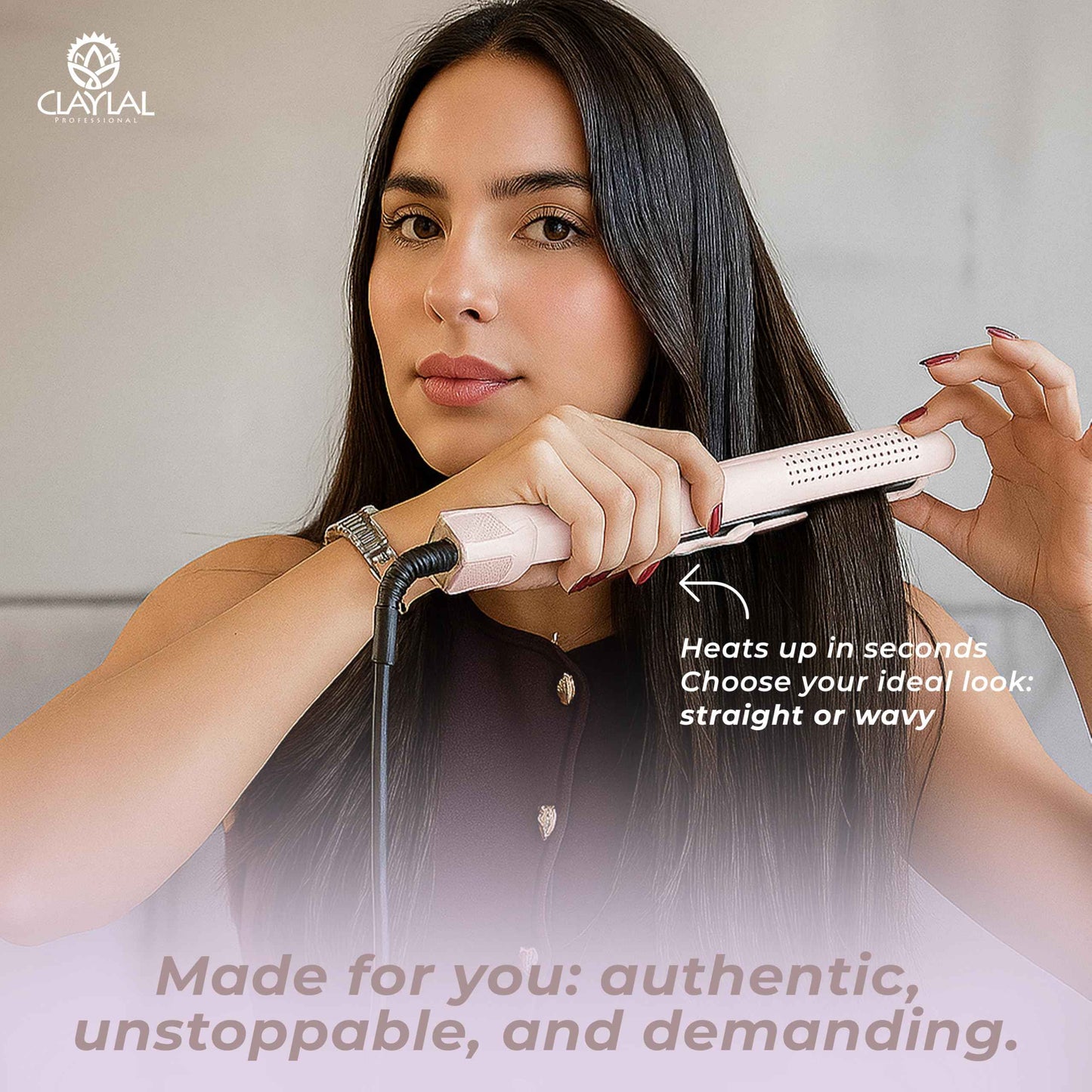 Hair Straightener and Curler 2 in 1 – Claylal Professional Flat Iron Styler with Negative Ions, 430°F Heat, 360° Airflow | Straighten & Curl Hair