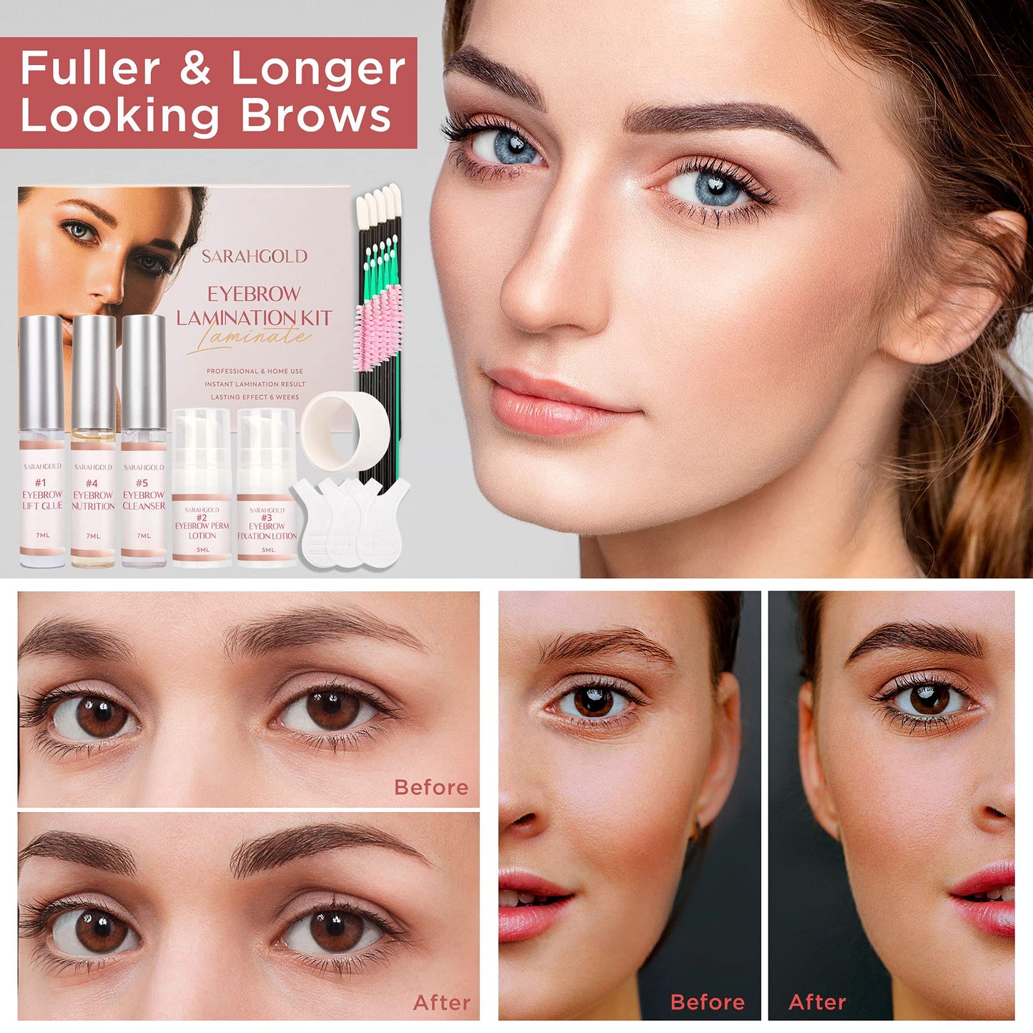 Brow Lamination Kit, Eyebrow Lamination Kit, Eye Brow Lamination Kit, Eyebrow Perm Kit, Instant DIY Eye Brow Lift Kit for Fuller, Thicker, At Home DIY Perm For Your Brows, Lasts For 6-8 Weeks