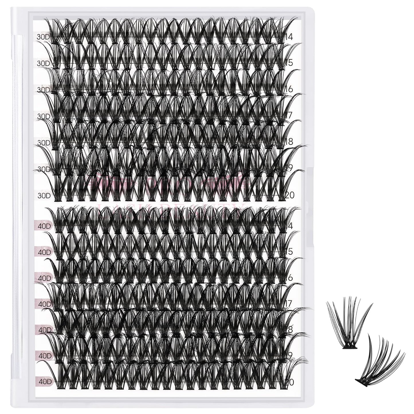 280 Pcs Individual Lashes 30D Mixed Lash Clusters 14 Rows Cluster Lashes that Look Like Eyelash Extensions DIY Lash Extension Self Application At Home (30D-D-14-20mix)