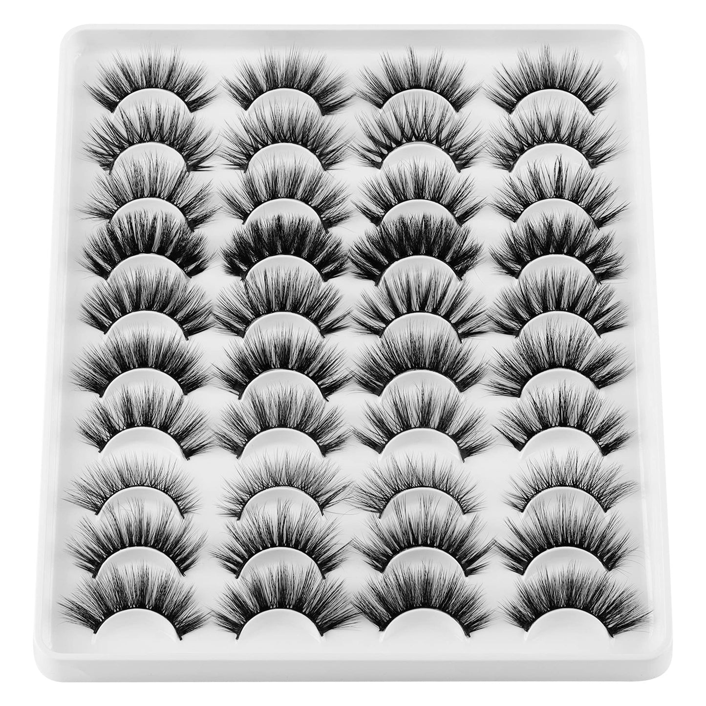 JIMIRE 20 Pairs False Eyelashes 10 Styles Lashes Variety Pack Fluffy Wispy Round Volume Lashes Faux Mink Cat Eye Lashes