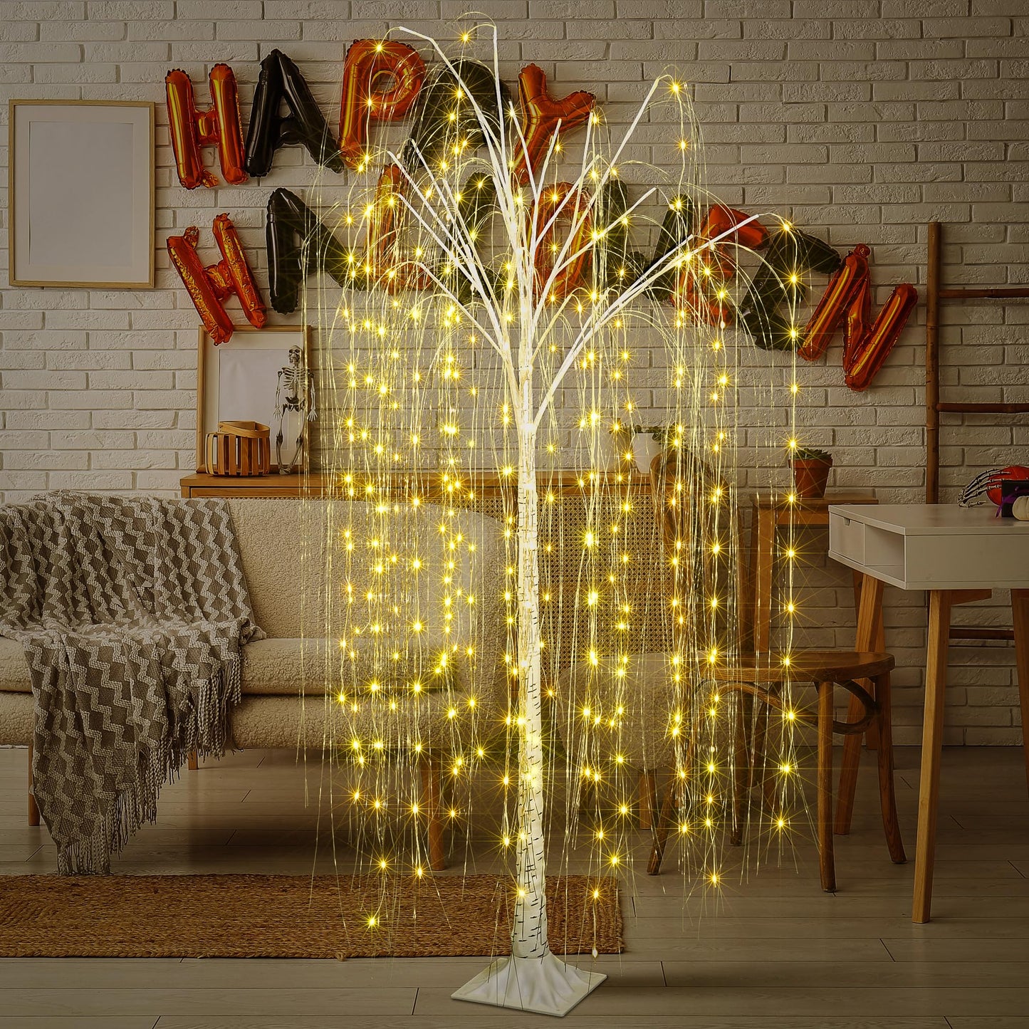 Lighted Tree 6FT 288 LED Artificial Willow Tree for Decoration Inside and Outside, Home Patio Wedding Festival Christmas Decor, Warm White