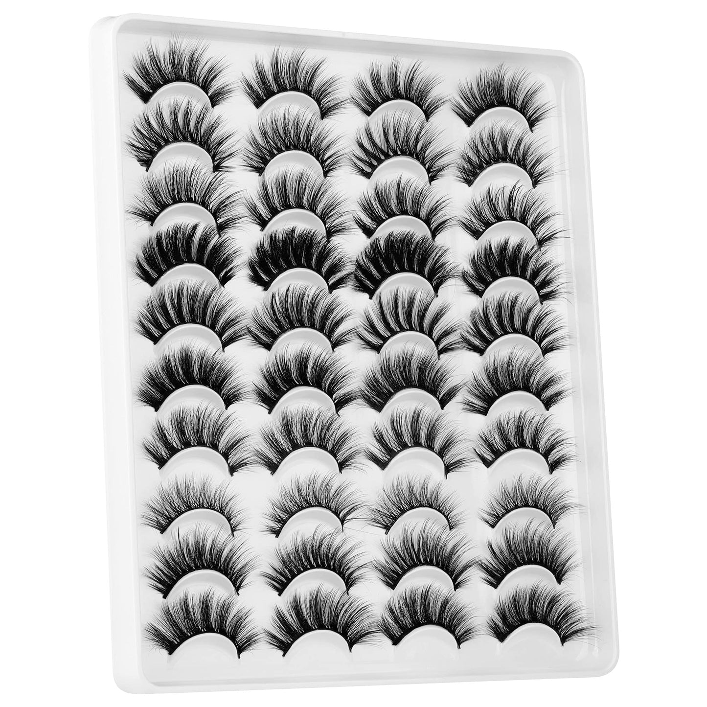 JIMIRE 20 Pairs False Eyelashes 10 Styles Lashes Variety Pack Fluffy Wispy Round Volume Lashes Faux Mink Cat Eye Lashes