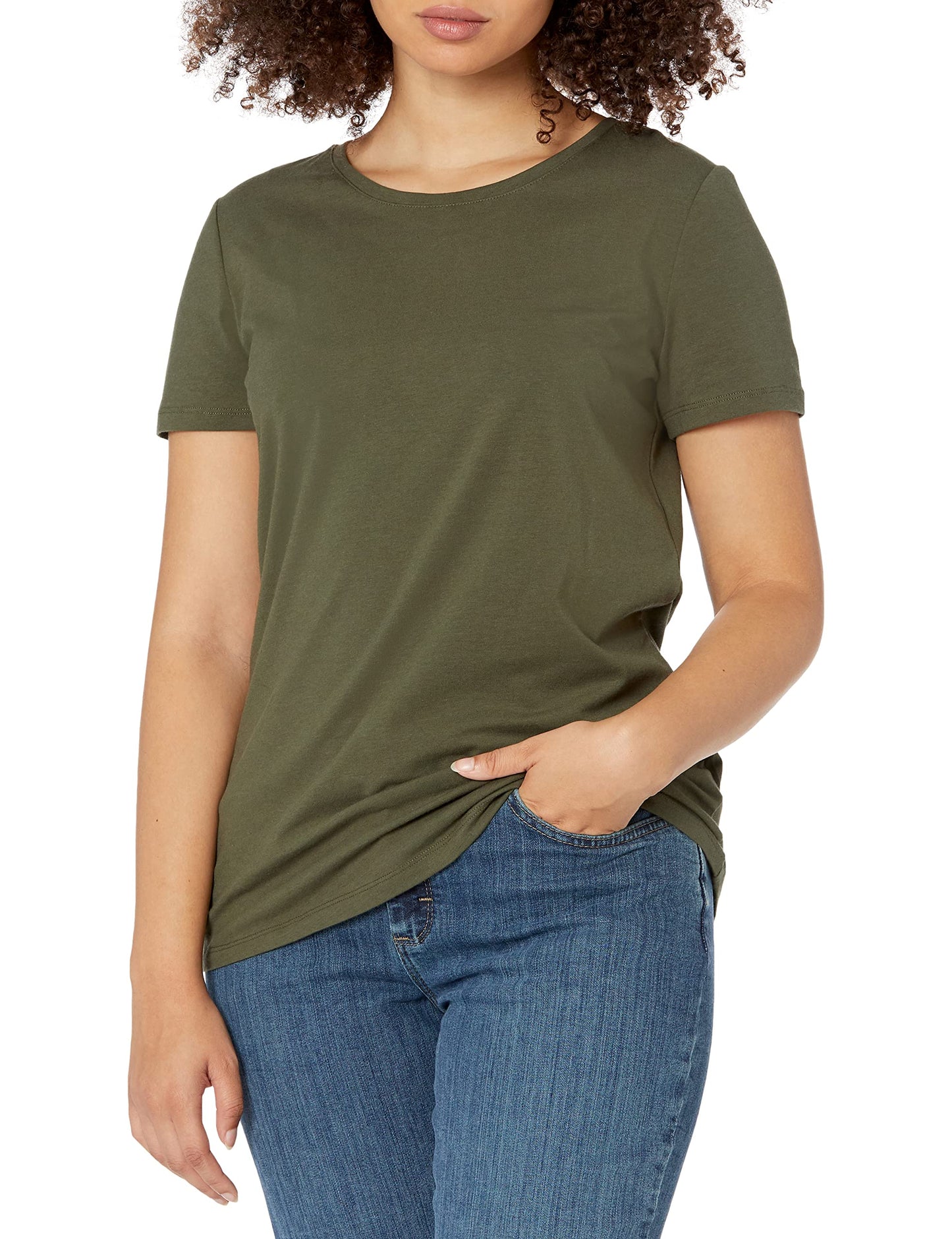 Amazon Essentials Women's Classic-Fit Short-Sleeve Crewneck T-Shirt, Pack of 2, Oatmeal Heather/Olive, X-Small