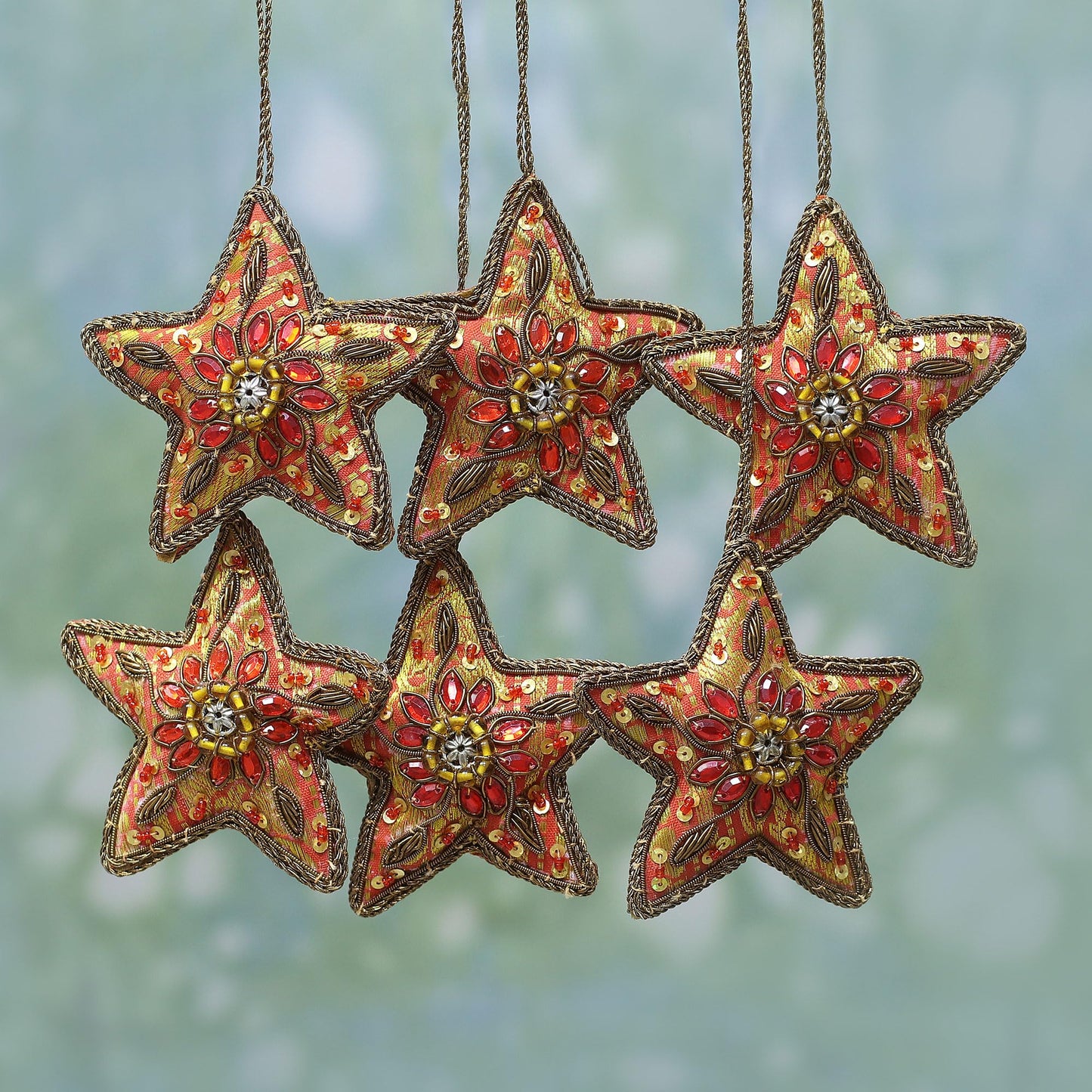 Novica Handmade Brilliant Stars Beaded Ornaments (Set of 6)