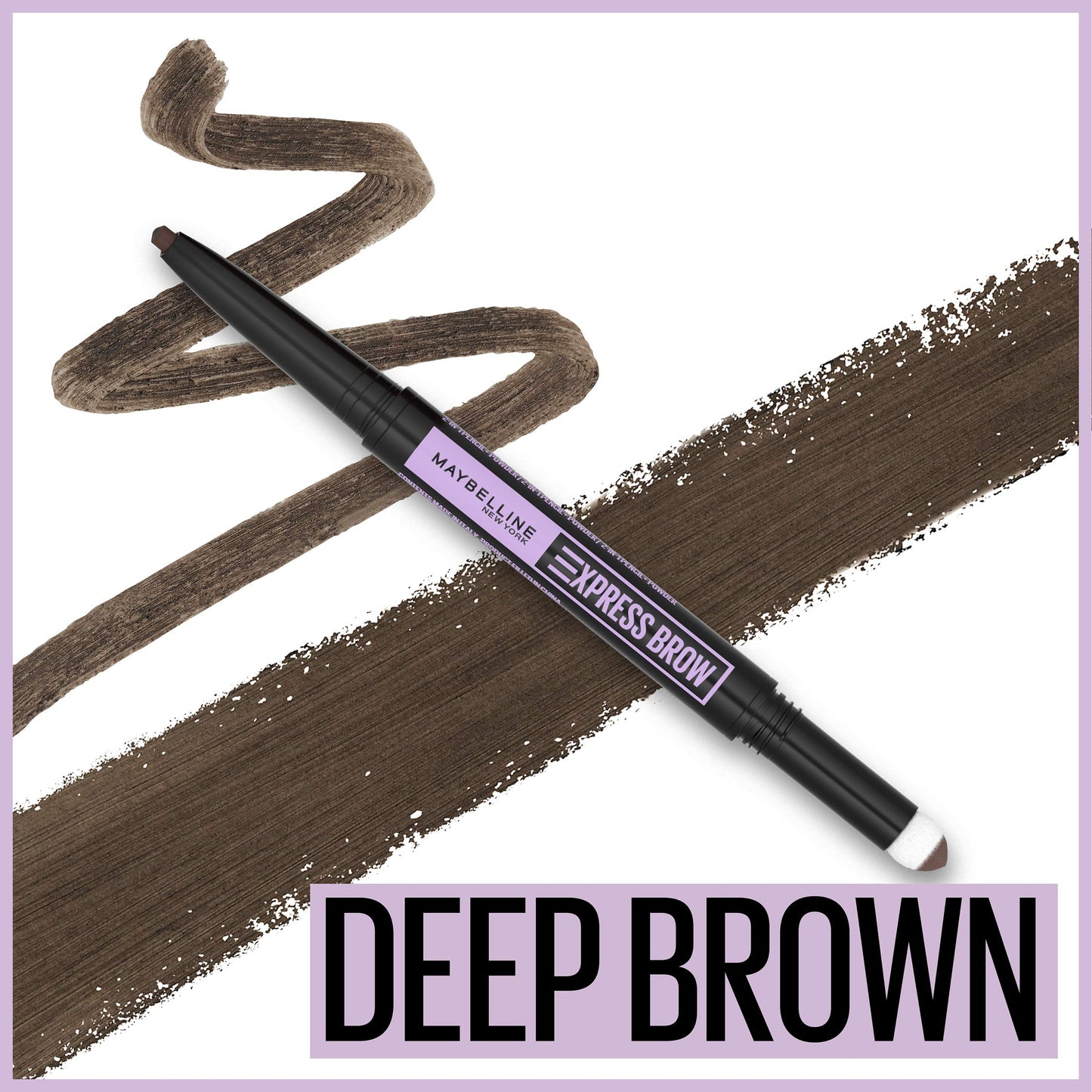 Maybelline Express Brow 2-In-1 Pencil and Powder Eyebrow Makeup, Deep Brown, 1 Count