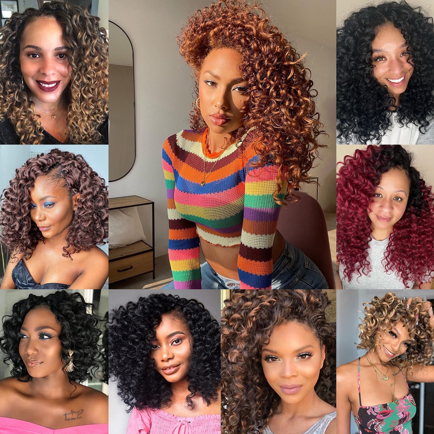 8 Packs Ocean Wave Crochet Hair Water Wave Crochet Hair for Women 14 Inch Short Curly Crochet Hair Beach Curl Deep Twist Crochet Braids Synthetic Braiding Hair Extensions (14 Inch, T1B/30#)