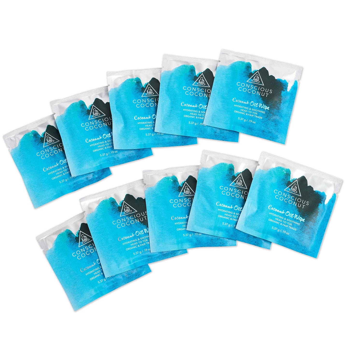 Conscious Coconut Individual Coconut Oil Wipes - For Face and Body - Soothing, Moisturizing, Sunburns, Makeup Remover, Cold-Pressed, Virgin Coconut Oil (25 Count)