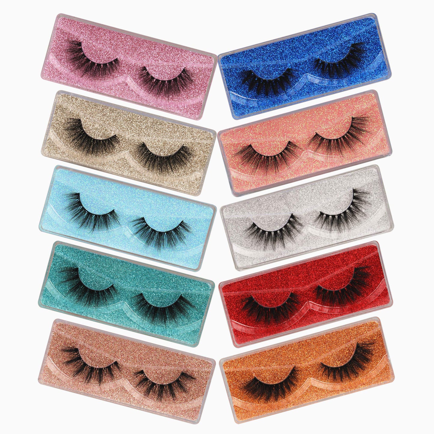 3D Faux Mink Lashes Wholesale Lashes Bulk 30 Pairs False Eyelashes Wispy 18mm Natural 10 Styles Mixed Soft Reusable Fake Eyelashes Pack with Glitter Portable Boxes