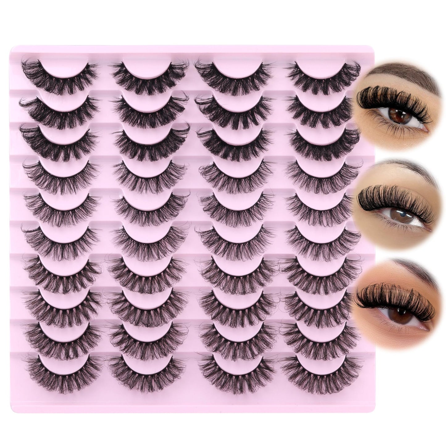 JIMIRE Russian Strip Lashes D Curl Fluffy False Eyelashes 3 Styles Mixed Faux Mink Lashes Natural Look Like Eyelash Extensions 14mm-17mm Wsipy Lashes 6d Volume Fake Lashes 20 Pairs Multipack