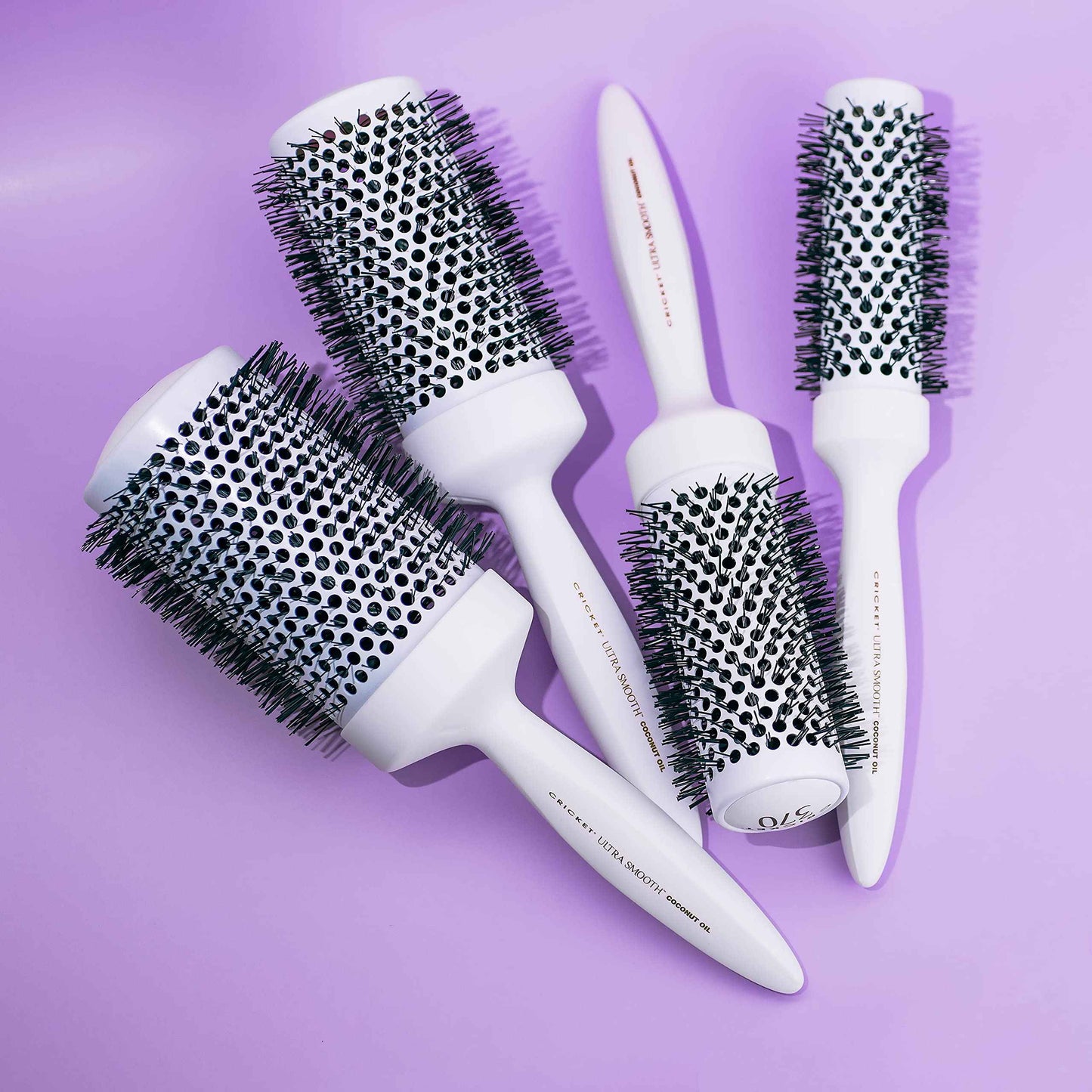 Cricket Ultra Smooth Coconut Thermal Hair Brush – 2.5” Ceramic Barrel, Coconut Oil and Keratin-Infused, Anti-Static Heat-Resistant Bristles, Textured Handle for Styling All Hair Types