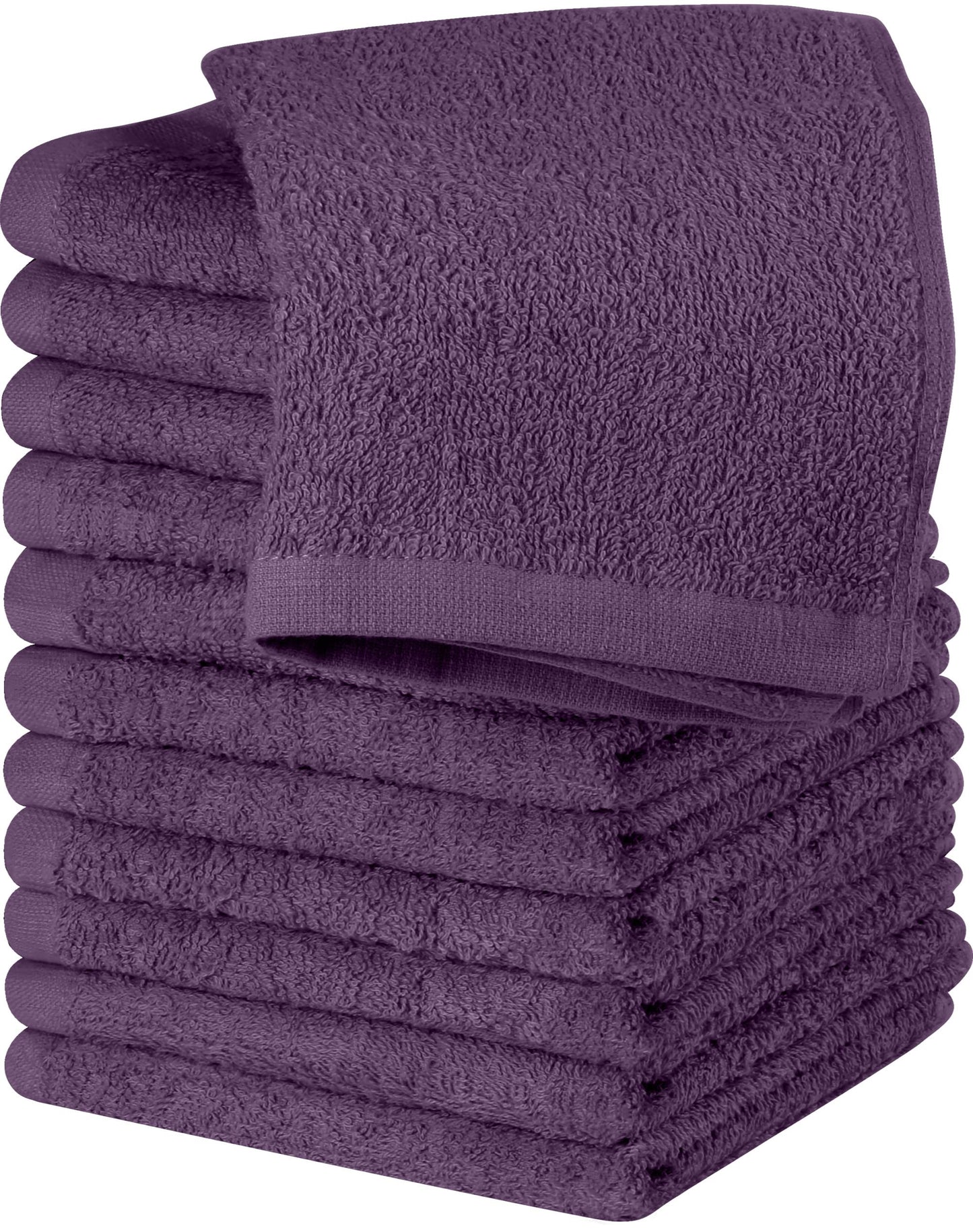 Utopia Towels 12 Pack Cotton Washcloths Set - 100% Ring Spun Cotton, Premium Quality Flannel Face Cloths, Highly Absorbent and Soft Feel Fingertip Towels (Plum)