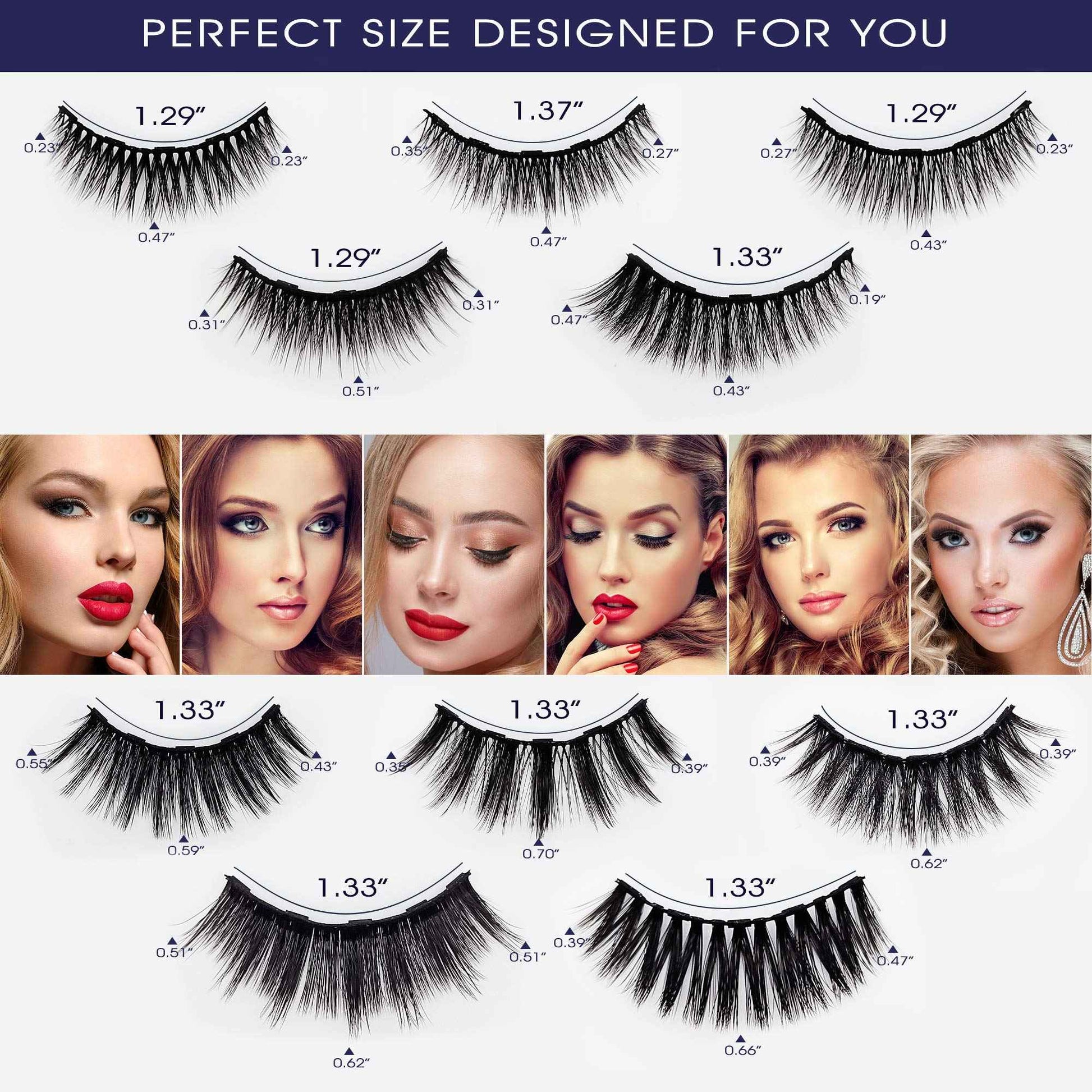 SevenCrown Magnetic Lashes Natural Looking Kit - 10 Pairs Reusable Magnetic Eyelash Kit with Applicator, Easy to Apply