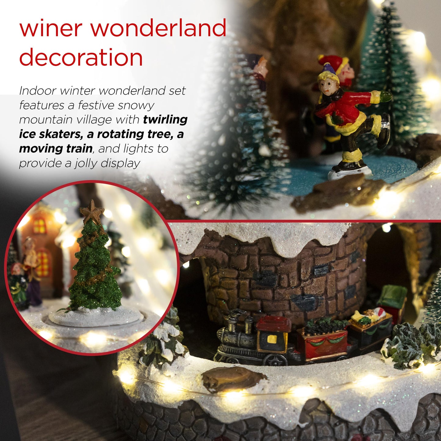 Alpine Corporation 18"H Indoor Animated Winter Wonderland Set with LED Lights and Music