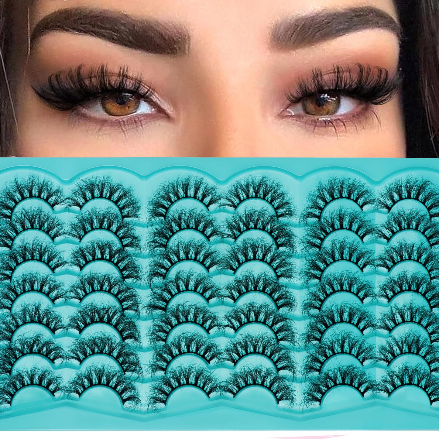 20-25MM Faux Mink Eyelashes 3D Wispy Lashes DCurl Lashes Strip 21Pairs Dramatic False Eyelashes Pack 20MM Natural Lashes Soft&Matte Russian Eyelashes Thick Cat Eye Look Lashes By Anforlin