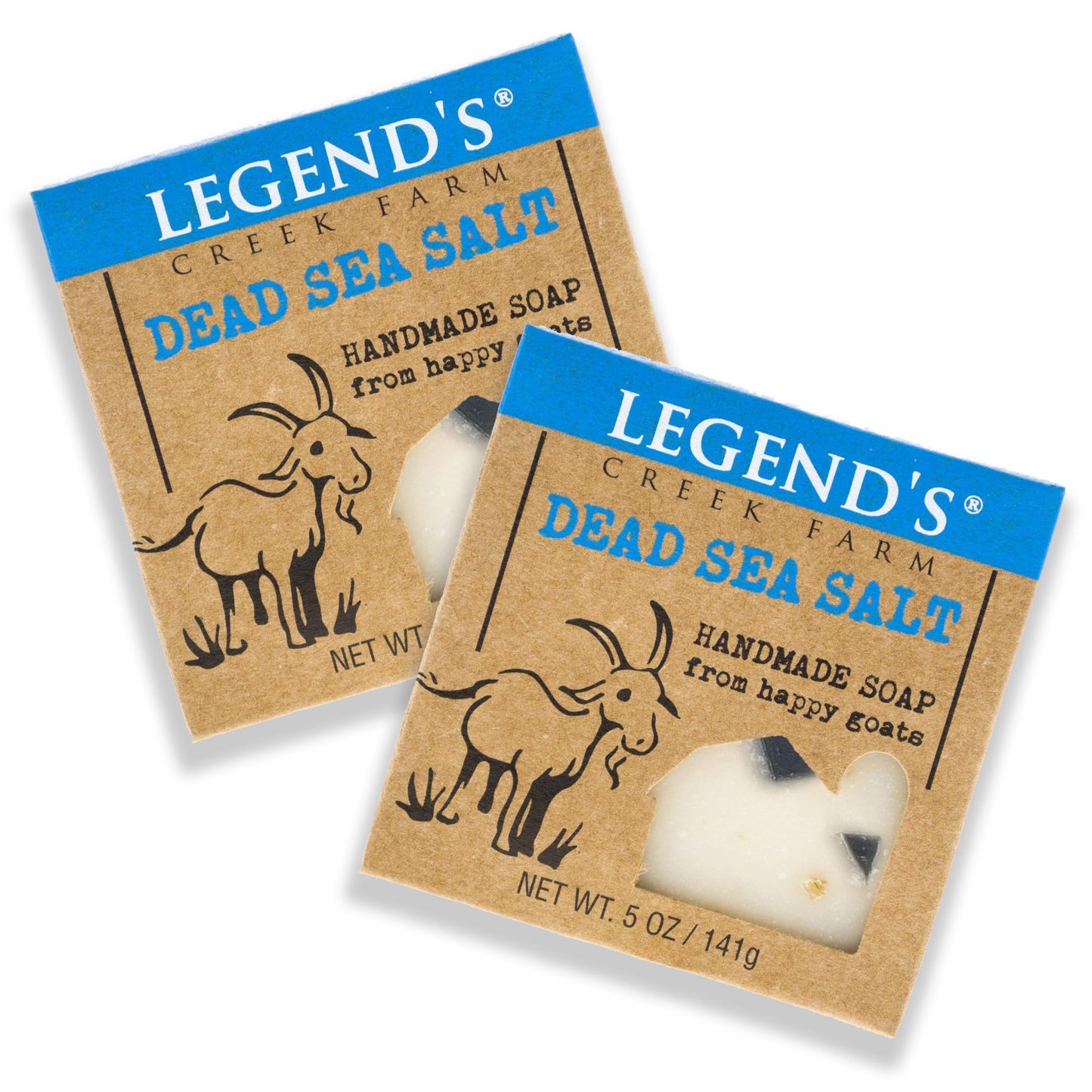 Legend's Creek Farm Goat Milk Soap - Cleansing Moisturizing Soap Bar for Hands and Body - 5 Oz Creamy Lather, Nourishing, Gentle Natural Soap for Sensitive Skin (Dead Sea Salt, Pack of 2)