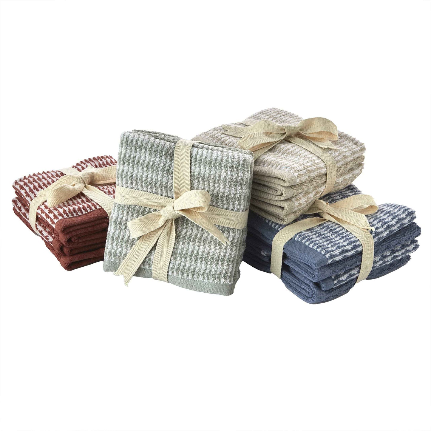 SKL Home Longborough 100% Turkish Cotton Premium 4-Piece Washcloth Set, 520 GSM, Soft & Absorbent Jacquard, Spice