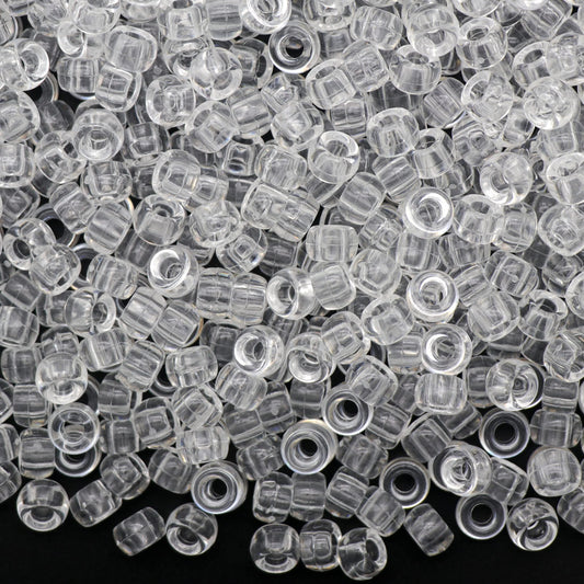 Auvoau 1000Pcs Pony Beads Bracelet 9mm Clear Plastic Barrel Pony Beads for Necklace,Hair Beads for Braids for Girls,Key Chain,Jewelry Making (Crystal)