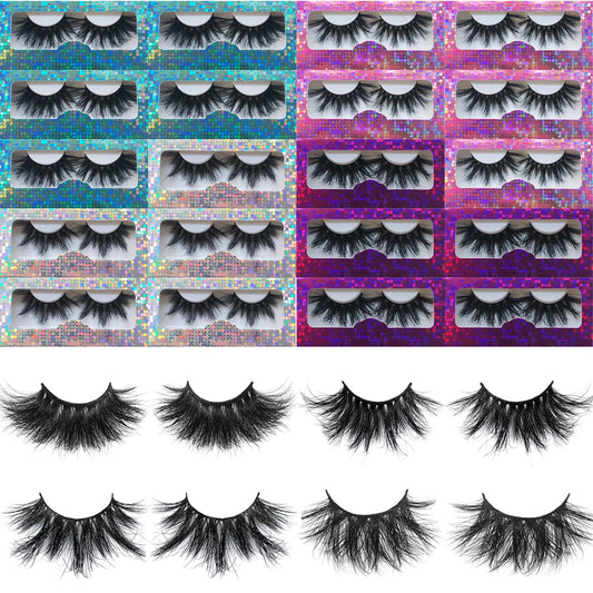 Mikiwi 20 Pack 25mm False Eyelashes, Real Mink, Handmade Full Strip, Cruelty Free, Dramatic 3D Lashes, Black, 20 Pairs