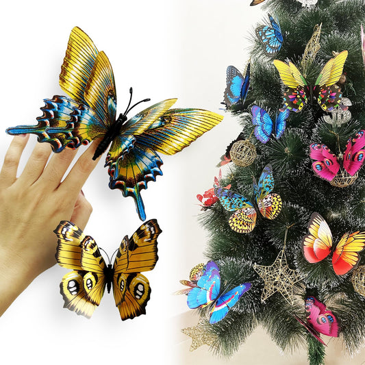 6 Inch Large 3D Christmas Tree Butterfly Decorations, 56 Pieces Colorful Butterfly Decorations for Christmas Tree, Wreaths, Christmas and All Occasions(56)