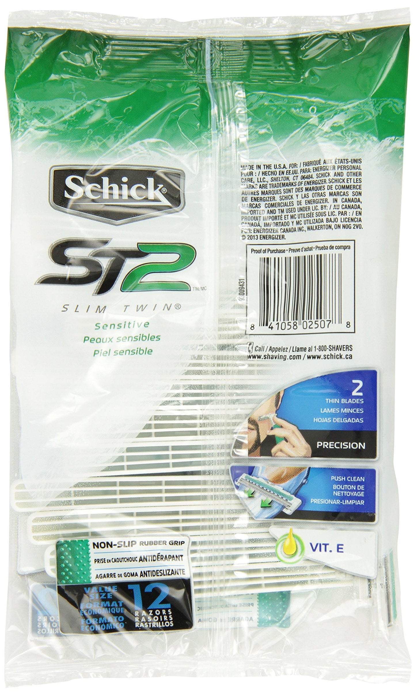 Schick Slim Twin Disposable Razor, Sensitive, 12 ct