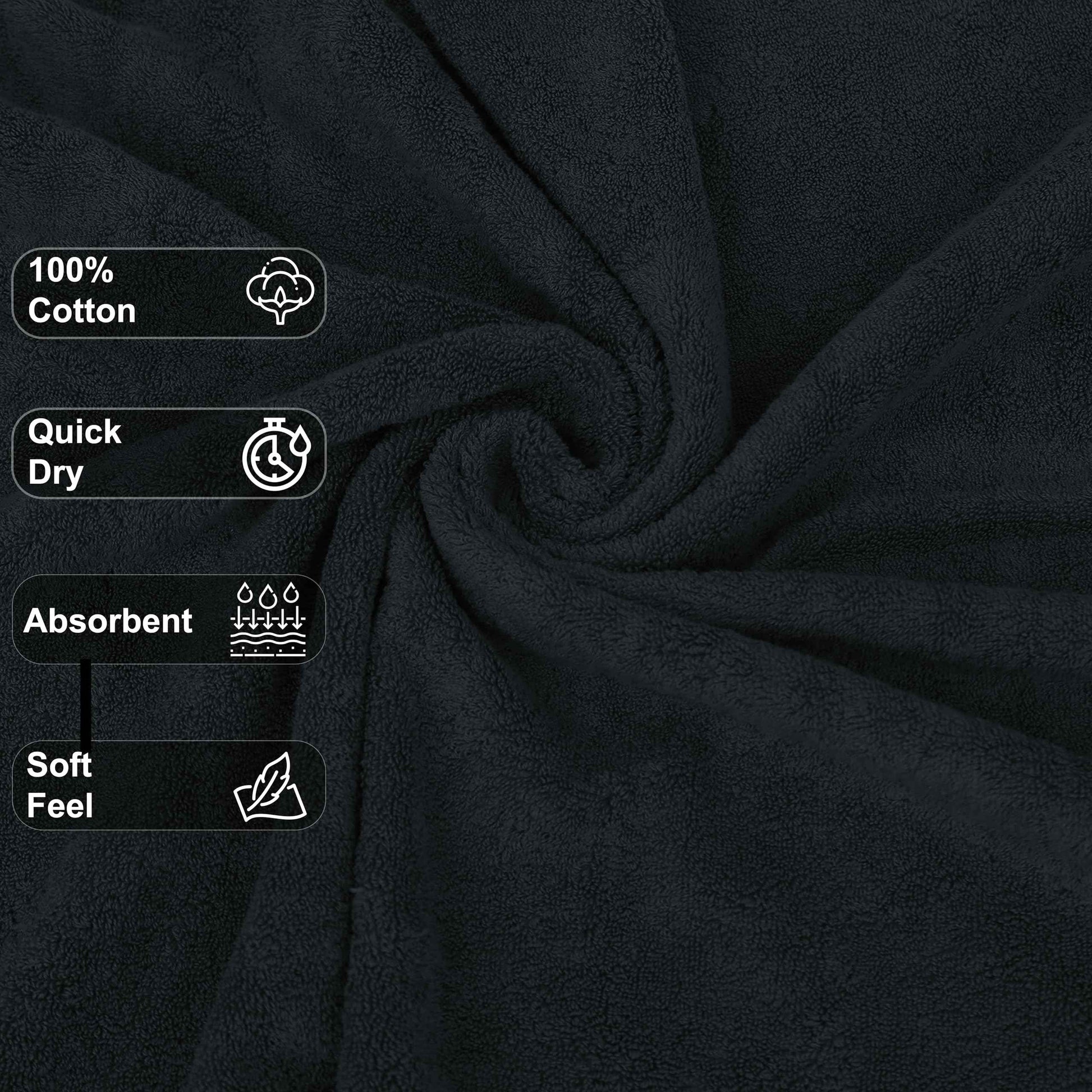 GOLD TEXTILES 100% Cotton Washcloth - 12 Pack | 13x13 inches | Grey - Ultra Soft, Highly Absorbent, Long Lasting and Quick Drying - Hotel & Spa Collection Cool Feel Fingertip Towels (12, Grey)