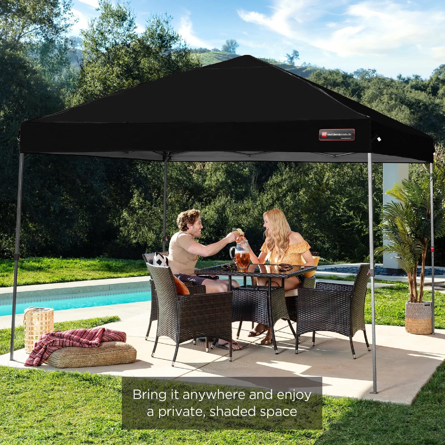 Best Choice Products 10x10ft 1-Person Setup Pop Up Canopy Tent Instant Portable Shelter w/ 1-Button Push, Case, 4 Weight Bags - Black