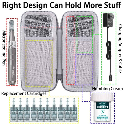 Aenllosi Hard Case Compatible with Professional Microneedling Pen and Replaceable Cartridges,Protective Holder for Electric Wireless Derma Pen(Grey,Case Only)
