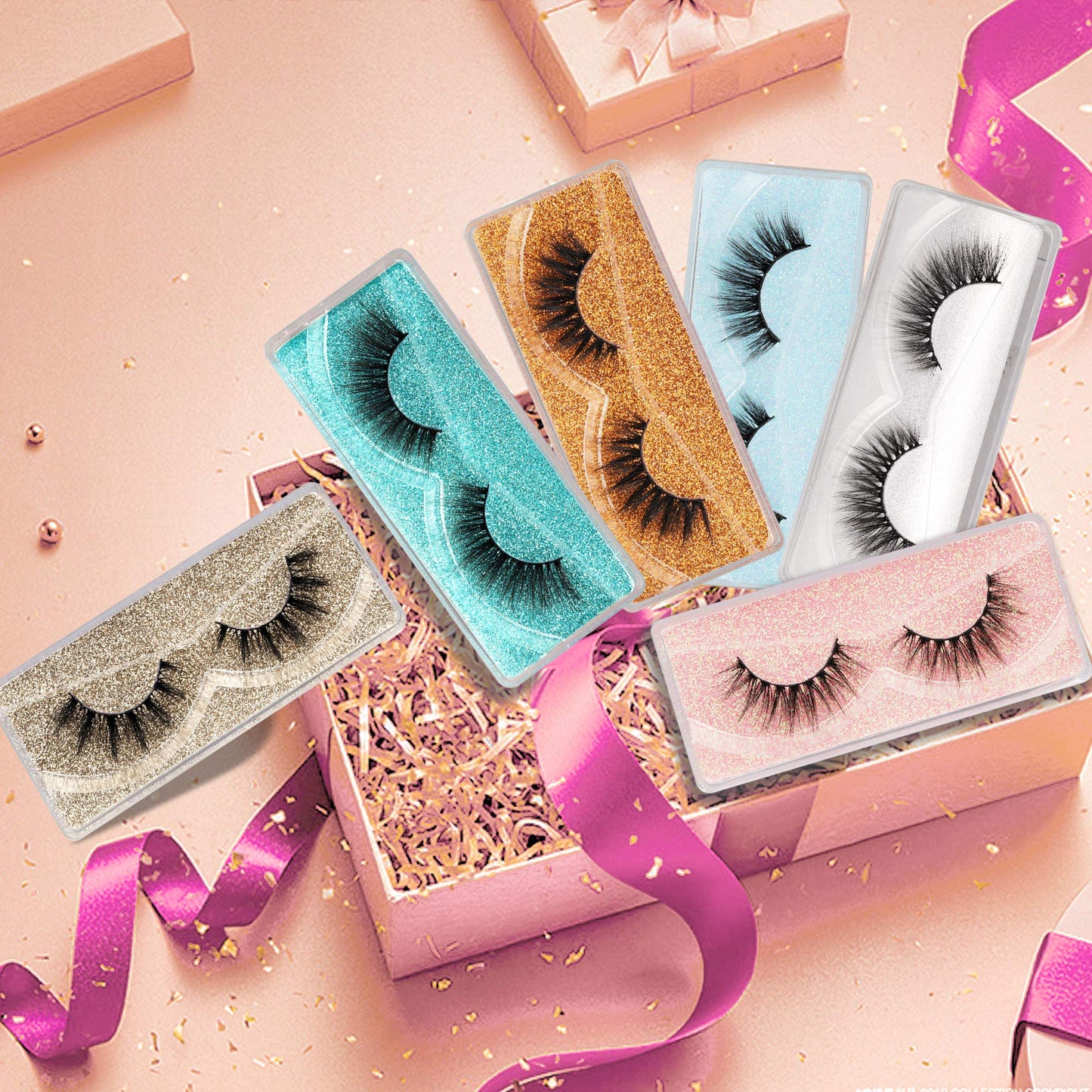 3D Faux Mink Lashes Wholesale Lashes Bulk 30 Pairs False Eyelashes Wispy 18mm Natural 10 Styles Mixed Soft Reusable Fake Eyelashes Pack with Glitter Portable Boxes