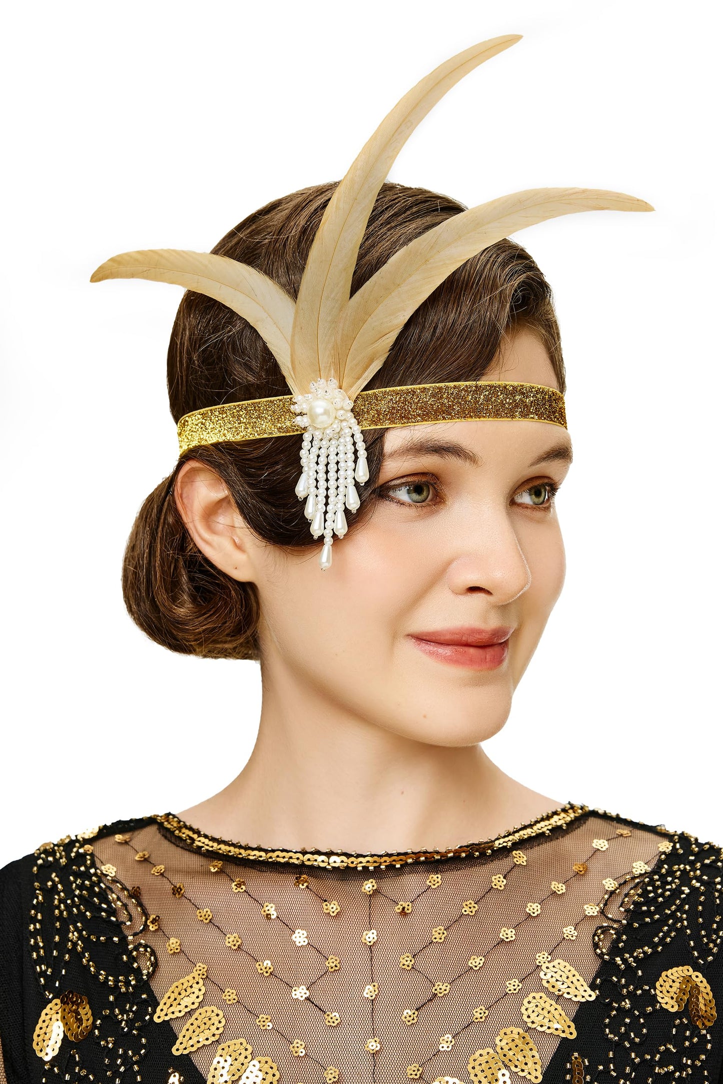 BABEYOND 1920s Flapper Headpiece Roaring 20s Feather Headband Roaring 20s Gatsby Hair Accessories