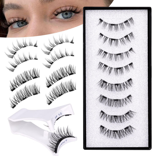 Magnetic Eyelashes Natural Look Cat Eye Wispy Magnetic Lashes with Applicator Reusable Magnetic Eyelashes without Eyeliner No Glue Needed Magnetic Lashes 2 Styles Mix Clear Band Eyelashes by JIMIRE