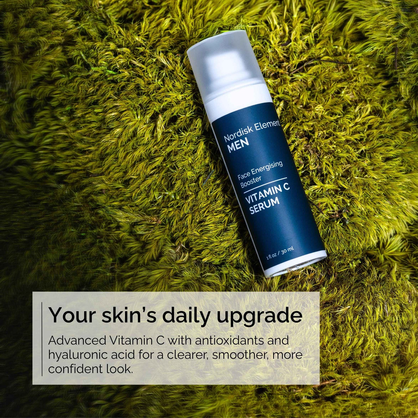 Nordisk Element Vitamin C Face Serum for Men with Hyaluronic Acid – Brightening Anti-Aging Face Serum for Dark Spots, Uneven Tone, and Wrinkles – Hydrating Daily Moisturizer with Citrus Aroma, 1 Fl Oz