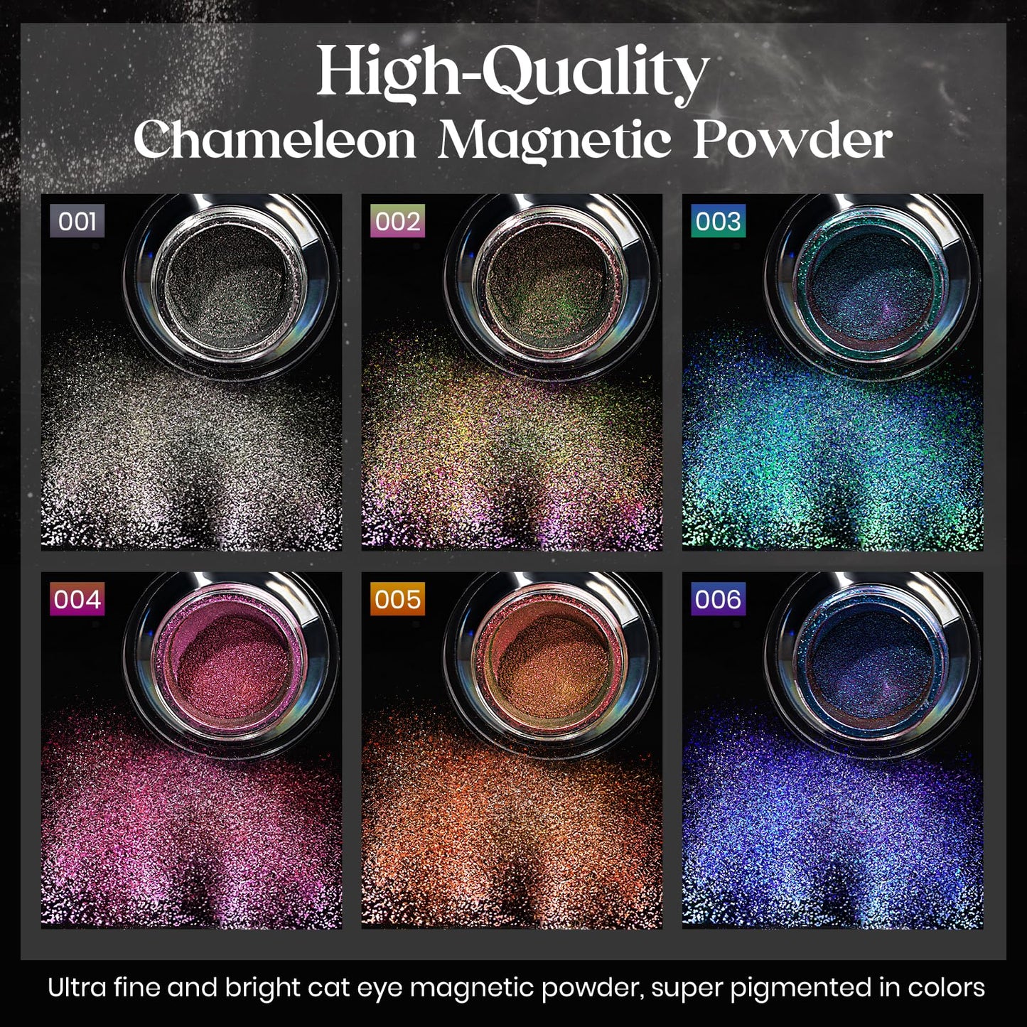 MIZHSE 9D Cat Eye Chrome Nail Powder Mirror Effect, Silver Magnetic Glitter Pigment Powder for Gel Nails Chameleon Cateye Magic Galaxy Nail Art Powder with Magnet