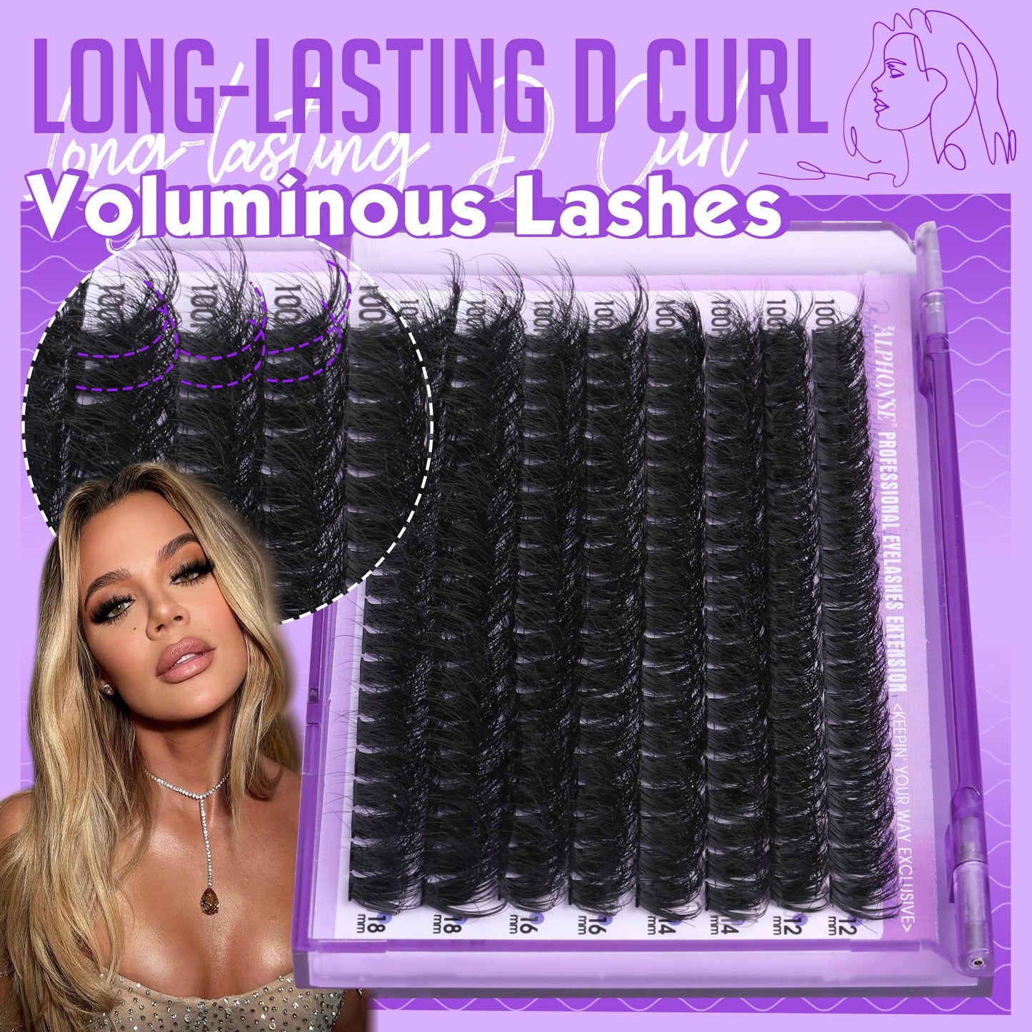 Fluffy Lash Clusters Kit 12-18mm Cluster Eyelash Extensions 100D Volume Individual Lashes Clusters Thick Lash Extension Kit 160pcs pestañas pelo a pelo with tweezers by ALPHONSE