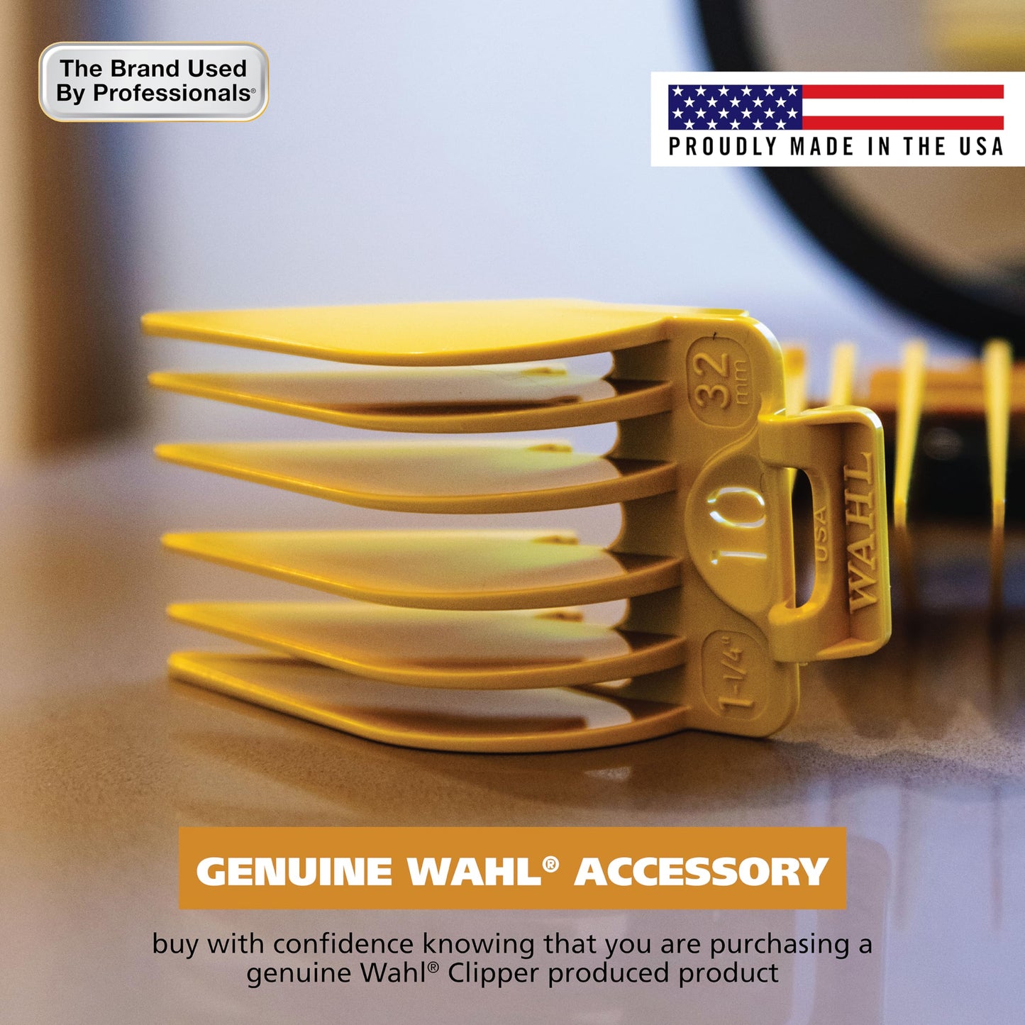 Wahl Hair Clipper Genuine Secure Fit Attachment Guard Set for Long Hair Styles and Fades, 2 Full Size Hair Clipper Guide Combs for Increased Cutting Performance - Model 3025025