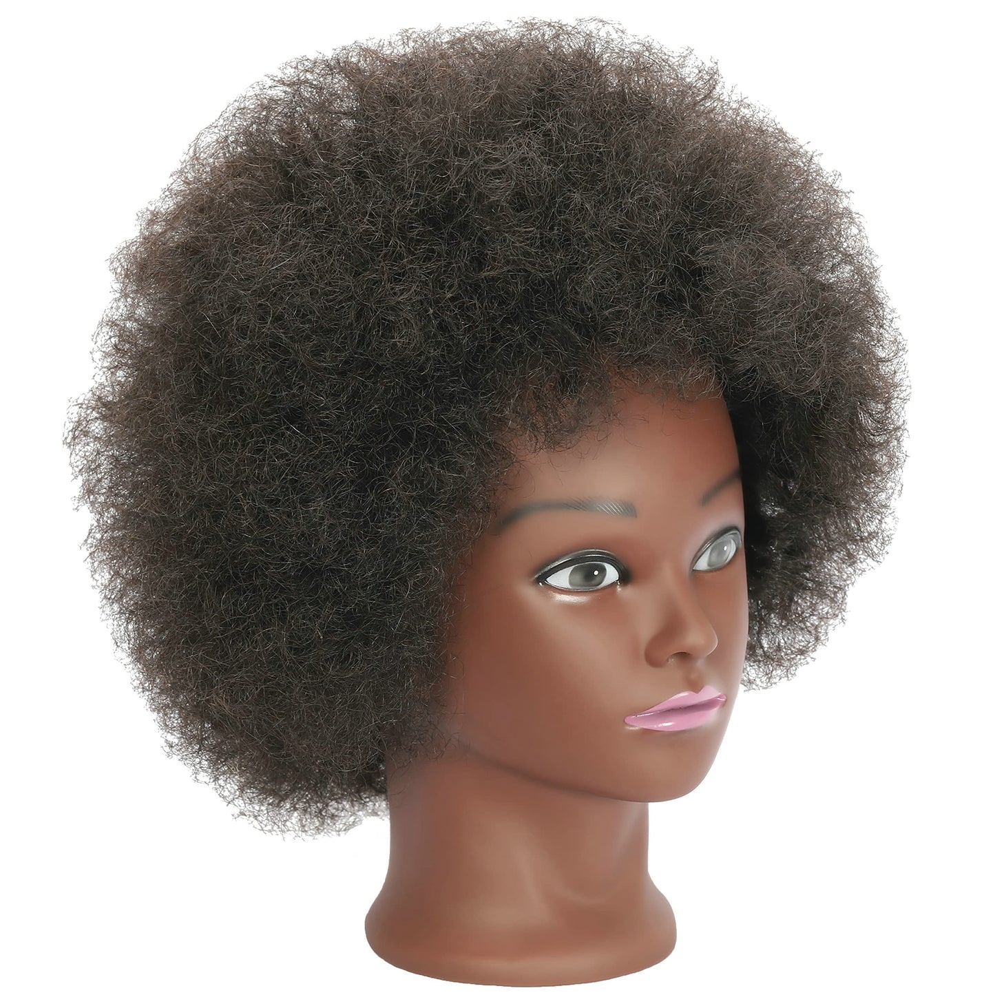 RYHAIR Kinky Curly 100% Real Human Hair Mannequin Head for Hairdresser Practice Afro Cosmetology Manikin Doll Head Styling Hair Extension Braiding Bleaching Dyeing Updos with Table Clamp Stand