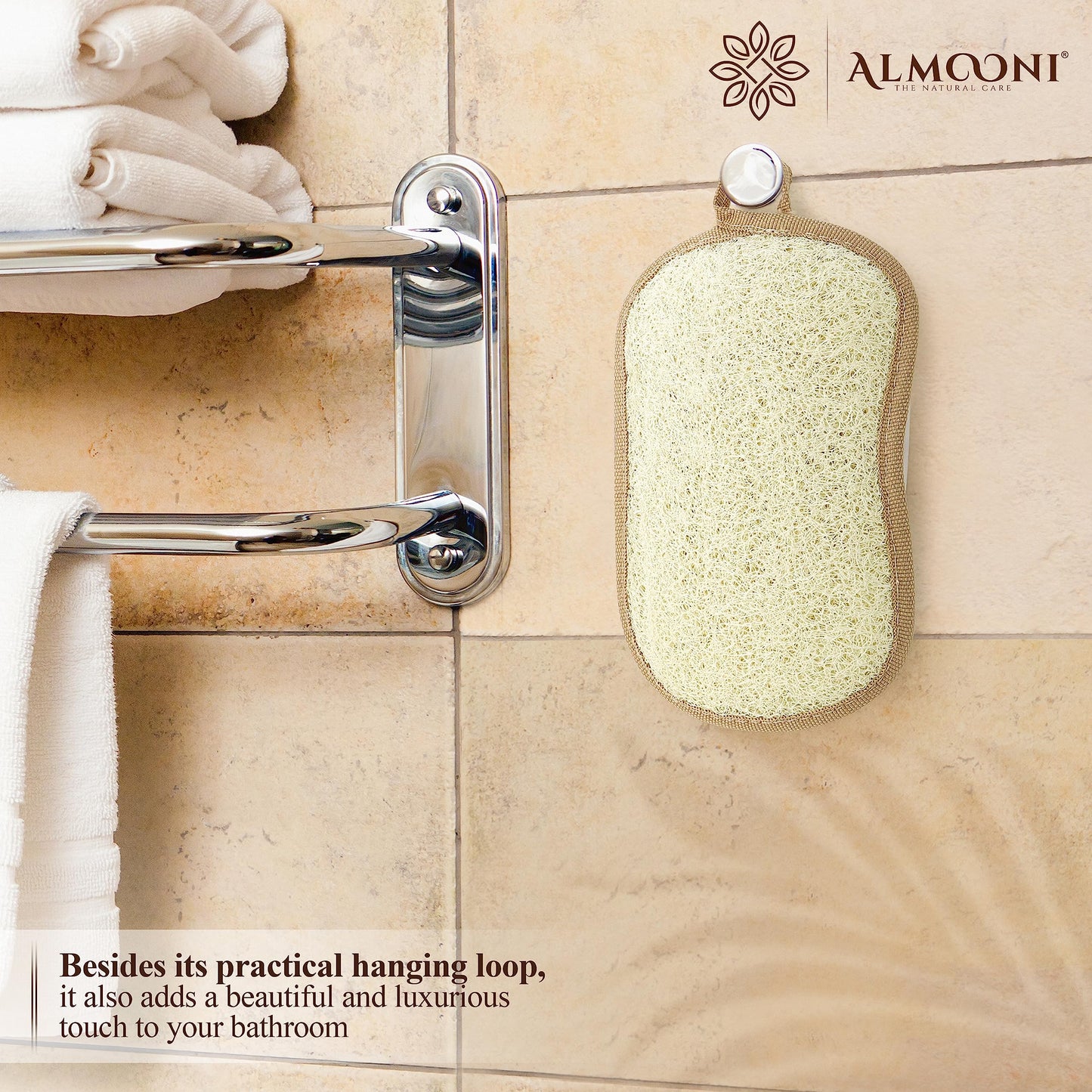 Almooni Premium Exfoliating Loofah Pad Body Scrubber, Made with Natural Egyptian Shower loofa Sponge- Bow Tie Shaped Loofah - 2 Count(1 Pack)