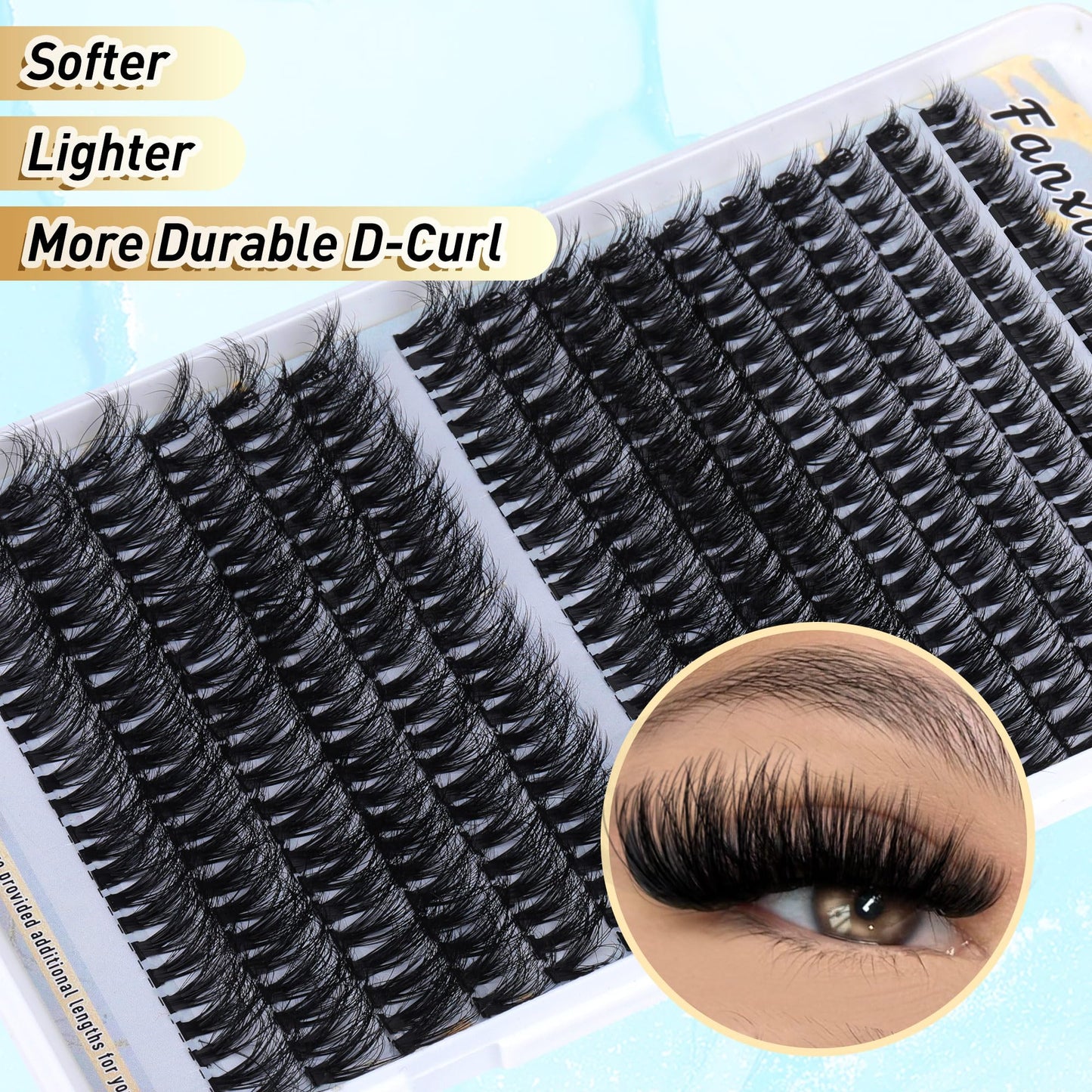 Lash Extension Kit Fluffy Lash Clusters 384pcs 8-20mm DIY Lashes Cluster with Lash Bond and Seal, Lash Cluster Remover and Tweezers Long Eyelashes Extension Kit by FANXITON