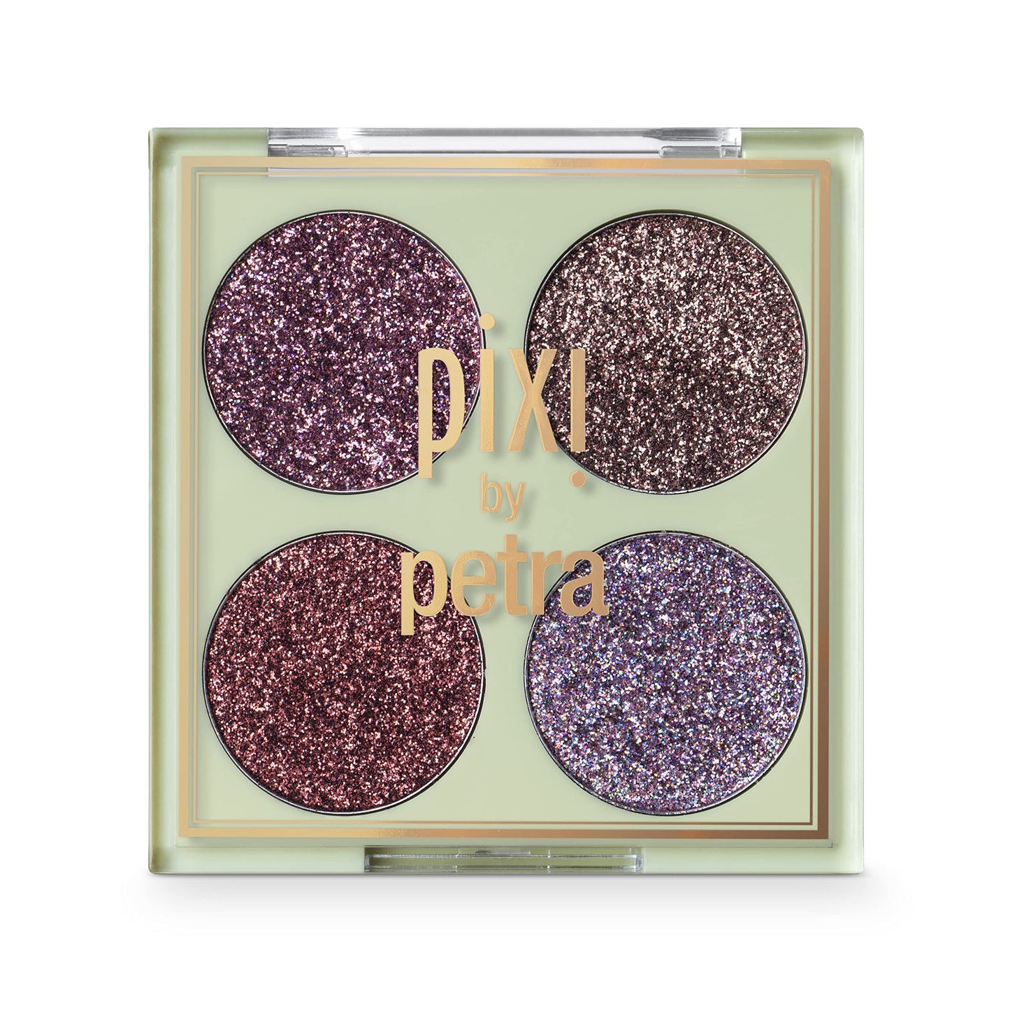 Pixi Beauty Glitter-y Eye Quad - RoseBronze | Four Pressed Glitter Eyeshadow Shades | Castor Oil & Vitamin E Infused Eye Makeup