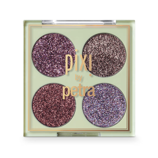 Pixi Beauty Glitter-y Eye Quad - RoseBronze | Four Pressed Glitter Eyeshadow Shades | Castor Oil & Vitamin E Infused Eye Makeup